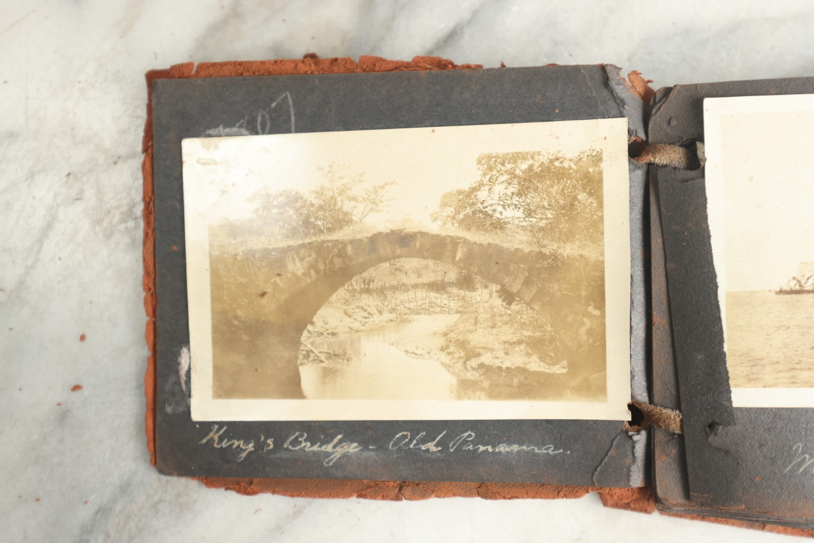 Lot 112 - Antique Snapshot Photo Album With Leather San Francisco Cover, Containing Approximately 50 Photographs With Captions, Mostly Of Travel, Including To Havana, Early Photos Of Panama Canal, Costa Rica, Coastal California, And More