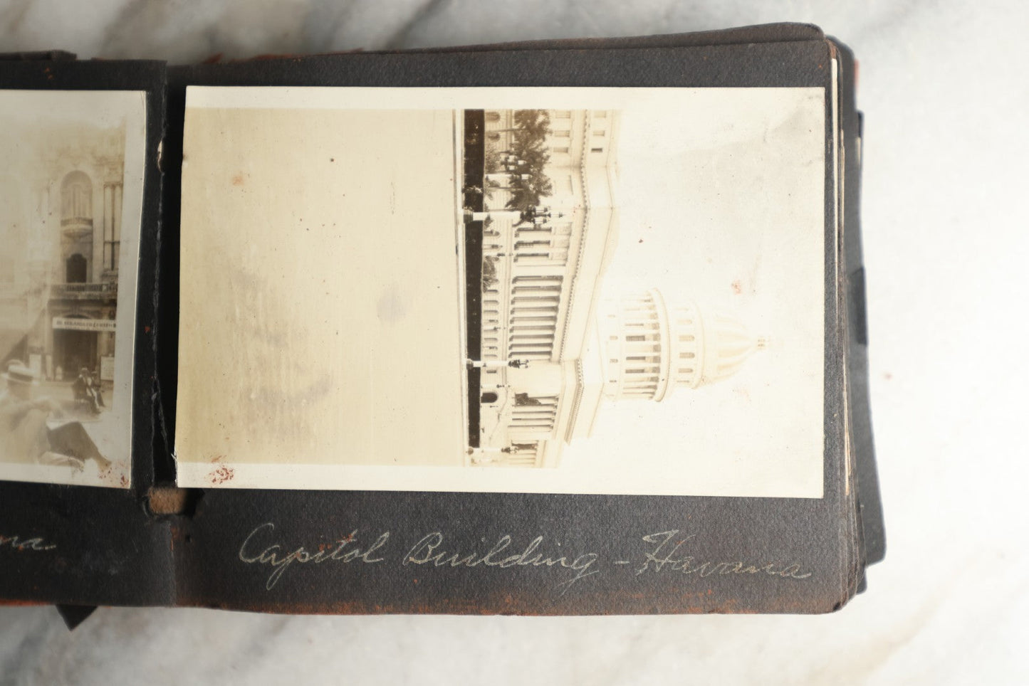 Lot 112 - Antique Snapshot Photo Album With Leather San Francisco Cover, Containing Approximately 50 Photographs With Captions, Mostly Of Travel, Including To Havana, Early Photos Of Panama Canal, Costa Rica, Coastal California, And More