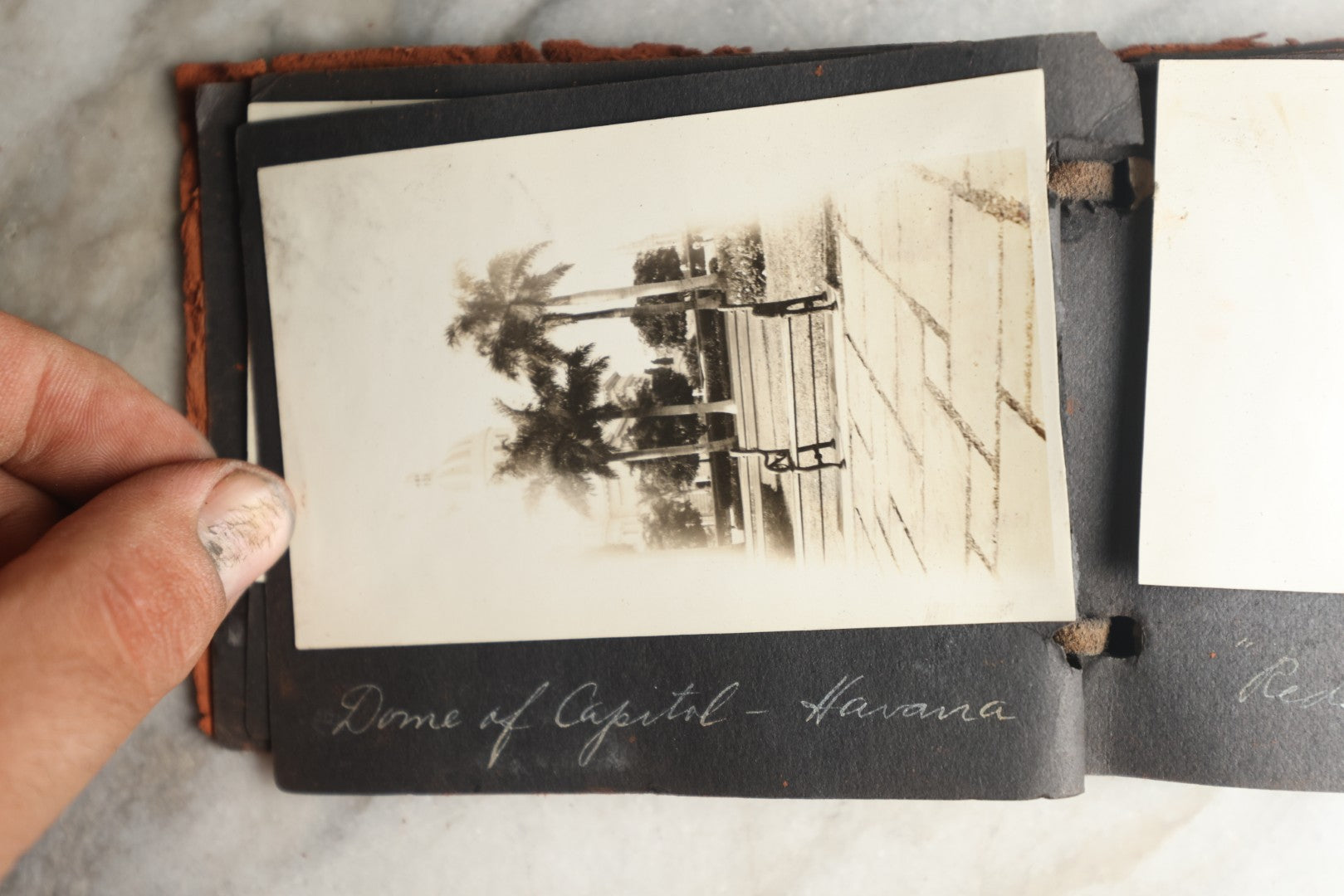 Lot 112 - Antique Snapshot Photo Album With Leather San Francisco Cover, Containing Approximately 50 Photographs With Captions, Mostly Of Travel, Including To Havana, Early Photos Of Panama Canal, Costa Rica, Coastal California, And More