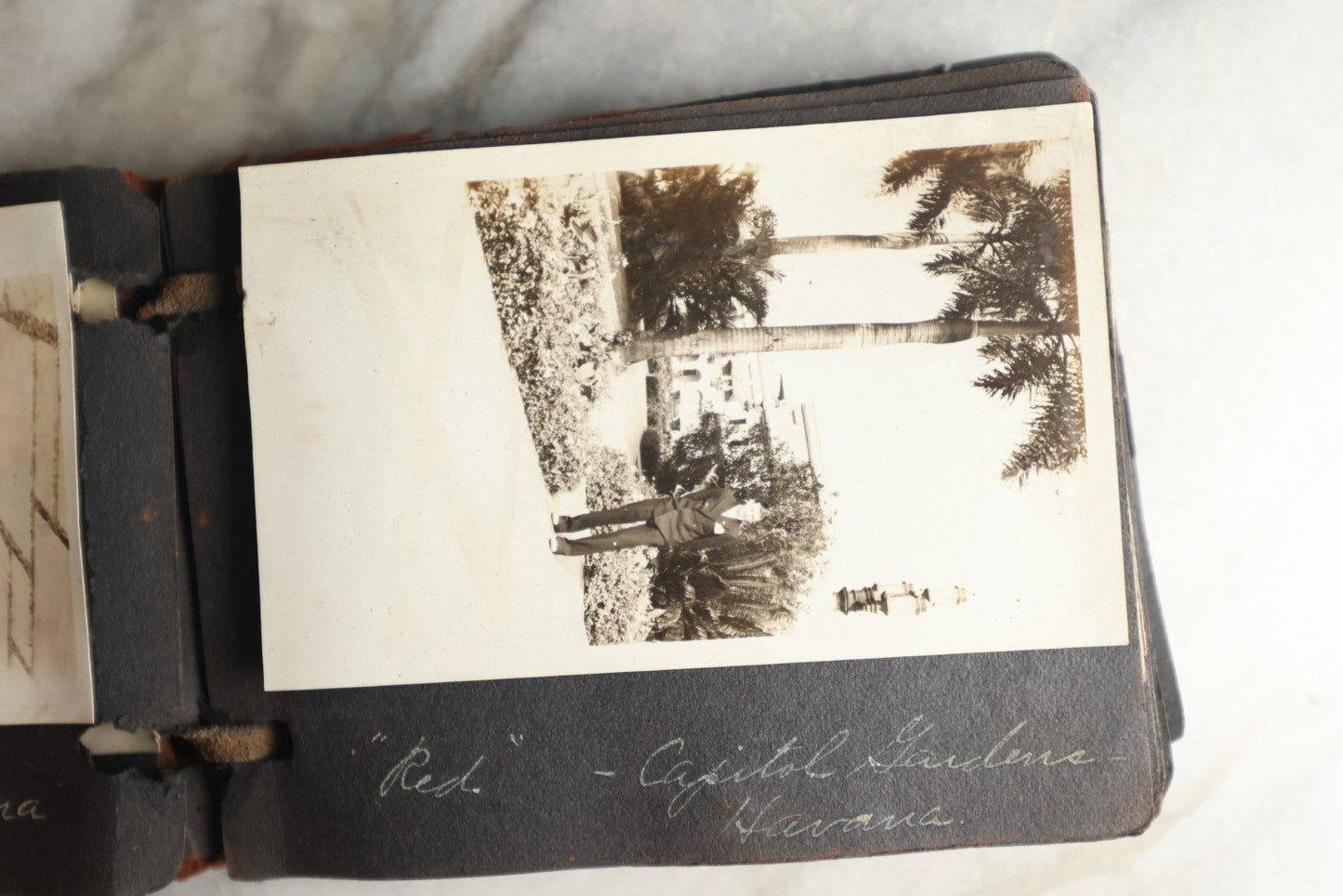Lot 112 - Antique Snapshot Photo Album With Leather San Francisco Cover, Containing Approximately 50 Photographs With Captions, Mostly Of Travel, Including To Havana, Early Photos Of Panama Canal, Costa Rica, Coastal California, And More