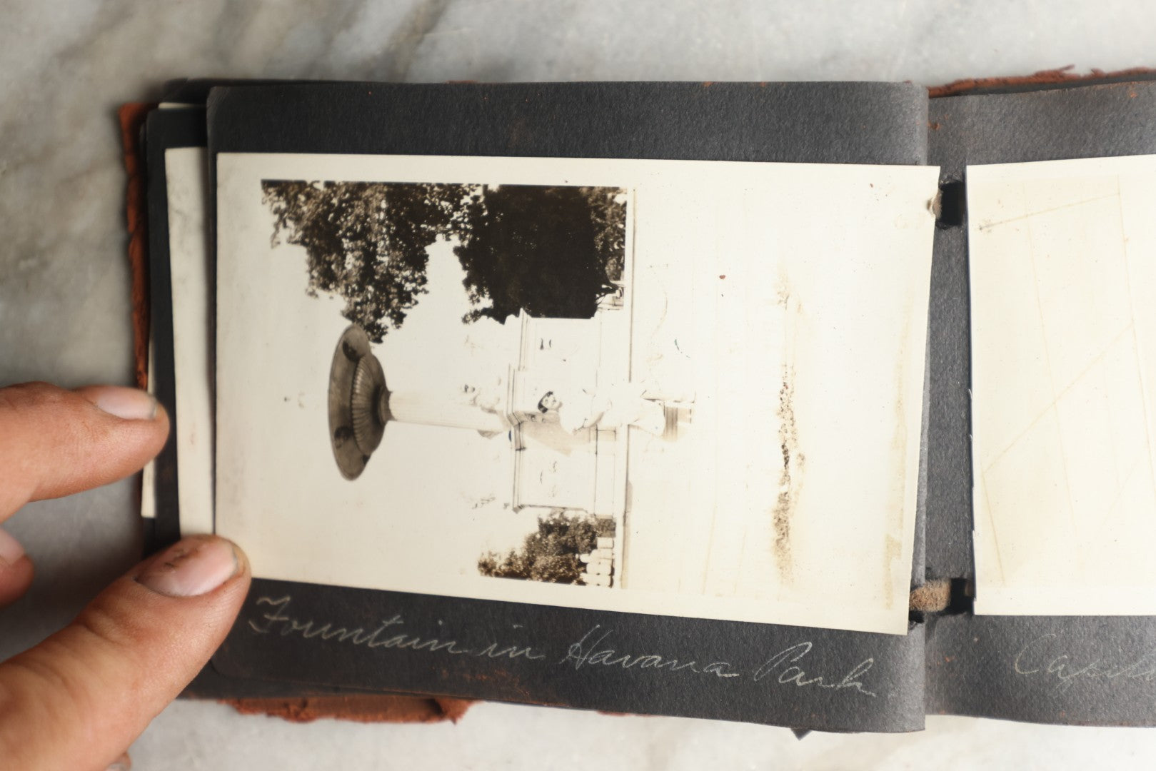 Lot 112 - Antique Snapshot Photo Album With Leather San Francisco Cover, Containing Approximately 50 Photographs With Captions, Mostly Of Travel, Including To Havana, Early Photos Of Panama Canal, Costa Rica, Coastal California, And More