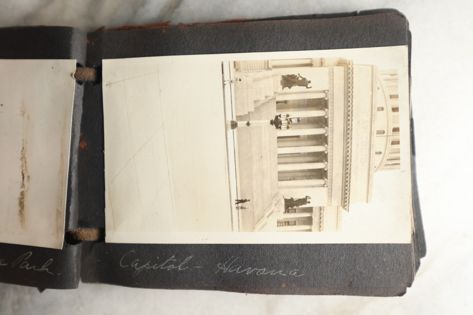 Lot 112 - Antique Snapshot Photo Album With Leather San Francisco Cover, Containing Approximately 50 Photographs With Captions, Mostly Of Travel, Including To Havana, Early Photos Of Panama Canal, Costa Rica, Coastal California, And More