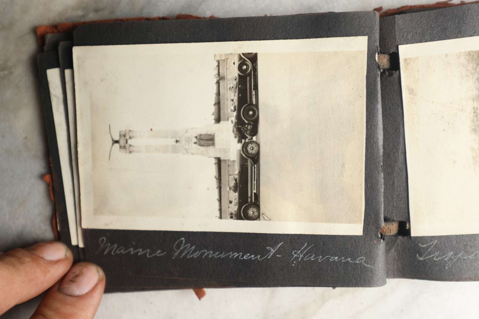 Lot 112 - Antique Snapshot Photo Album With Leather San Francisco Cover, Containing Approximately 50 Photographs With Captions, Mostly Of Travel, Including To Havana, Early Photos Of Panama Canal, Costa Rica, Coastal California, And More