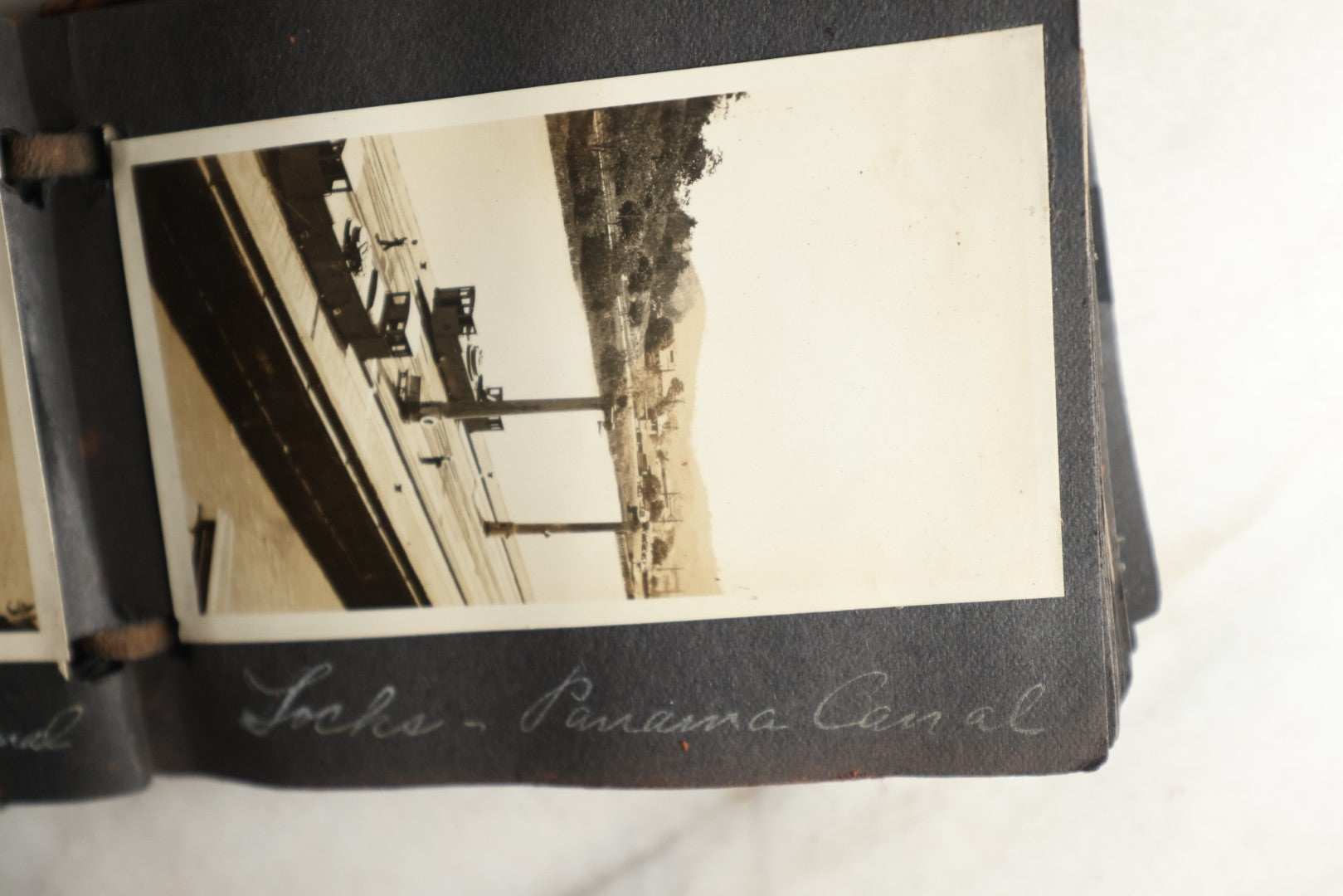 Lot 112 - Antique Snapshot Photo Album With Leather San Francisco Cover, Containing Approximately 50 Photographs With Captions, Mostly Of Travel, Including To Havana, Early Photos Of Panama Canal, Costa Rica, Coastal California, And More