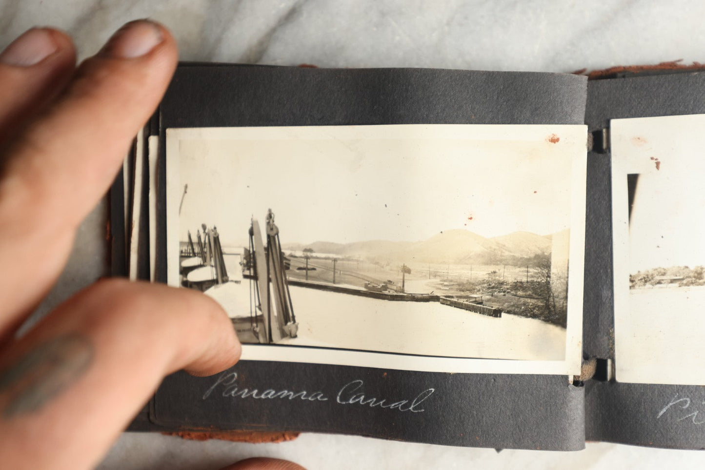 Lot 112 - Antique Snapshot Photo Album With Leather San Francisco Cover, Containing Approximately 50 Photographs With Captions, Mostly Of Travel, Including To Havana, Early Photos Of Panama Canal, Costa Rica, Coastal California, And More