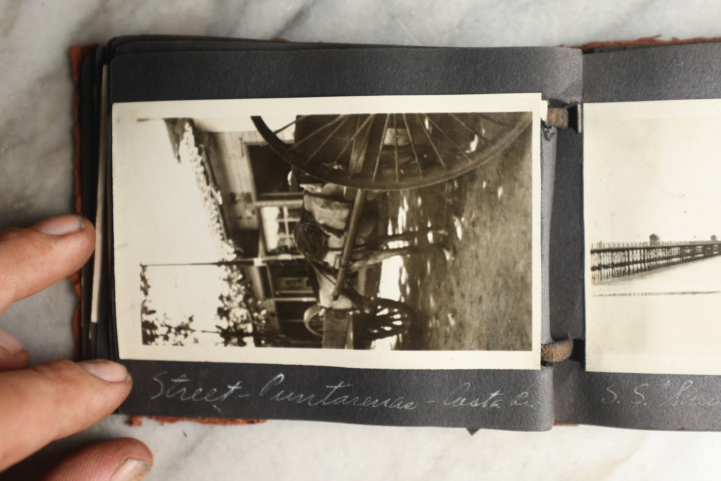 Lot 112 - Antique Snapshot Photo Album With Leather San Francisco Cover, Containing Approximately 50 Photographs With Captions, Mostly Of Travel, Including To Havana, Early Photos Of Panama Canal, Costa Rica, Coastal California, And More