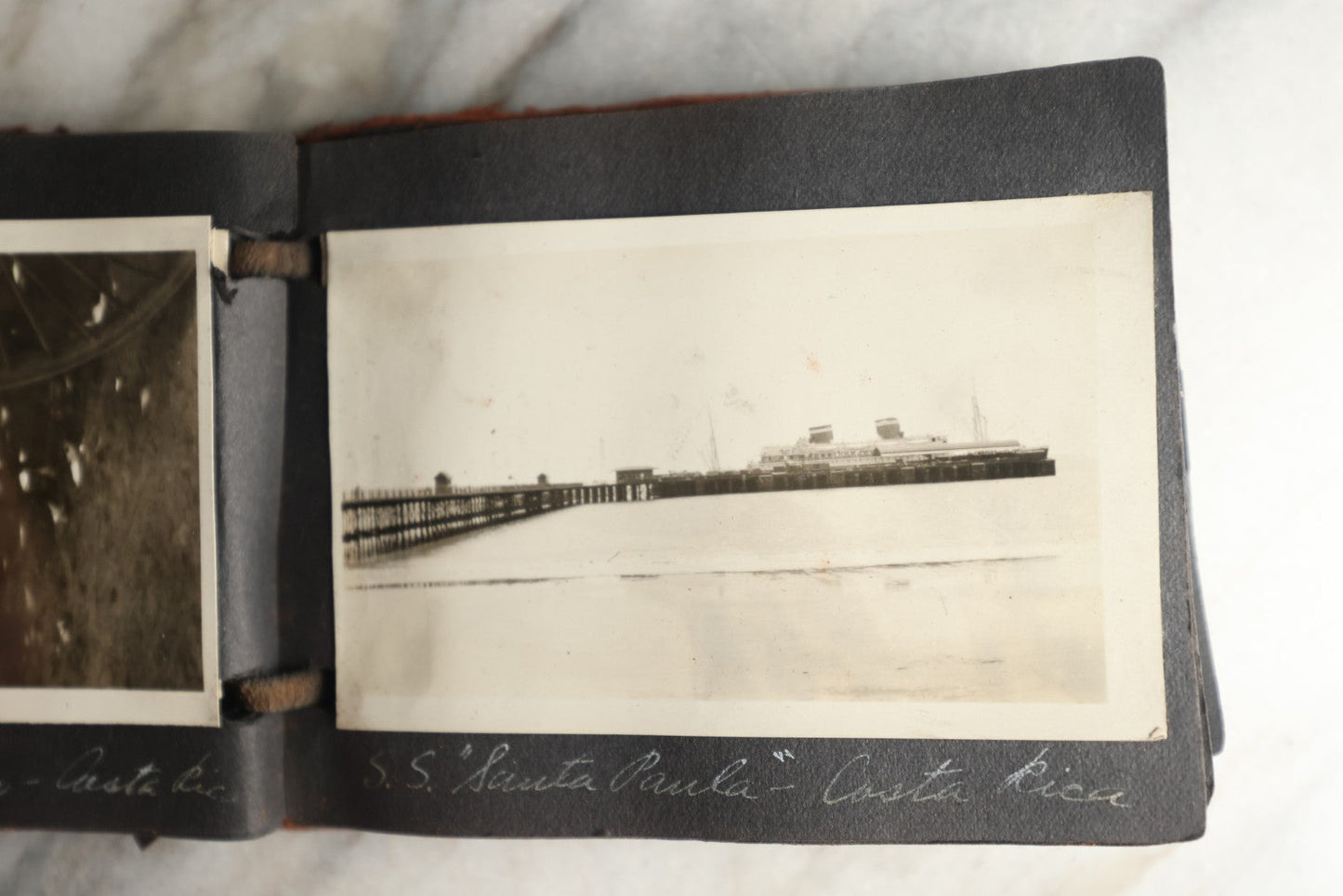 Lot 112 - Antique Snapshot Photo Album With Leather San Francisco Cover, Containing Approximately 50 Photographs With Captions, Mostly Of Travel, Including To Havana, Early Photos Of Panama Canal, Costa Rica, Coastal California, And More