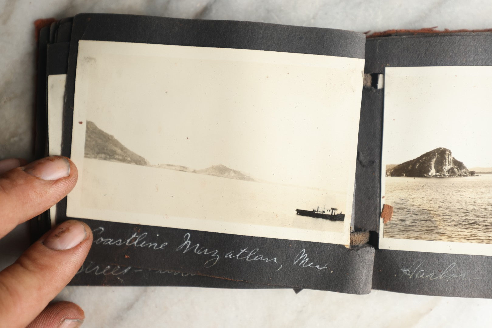 Lot 112 - Antique Snapshot Photo Album With Leather San Francisco Cover, Containing Approximately 50 Photographs With Captions, Mostly Of Travel, Including To Havana, Early Photos Of Panama Canal, Costa Rica, Coastal California, And More