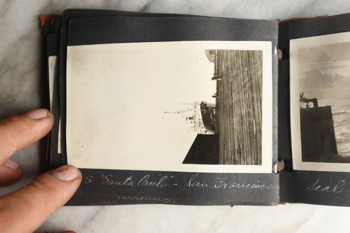 Lot 112 - Antique Snapshot Photo Album With Leather San Francisco Cover, Containing Approximately 50 Photographs With Captions, Mostly Of Travel, Including To Havana, Early Photos Of Panama Canal, Costa Rica, Coastal California, And More