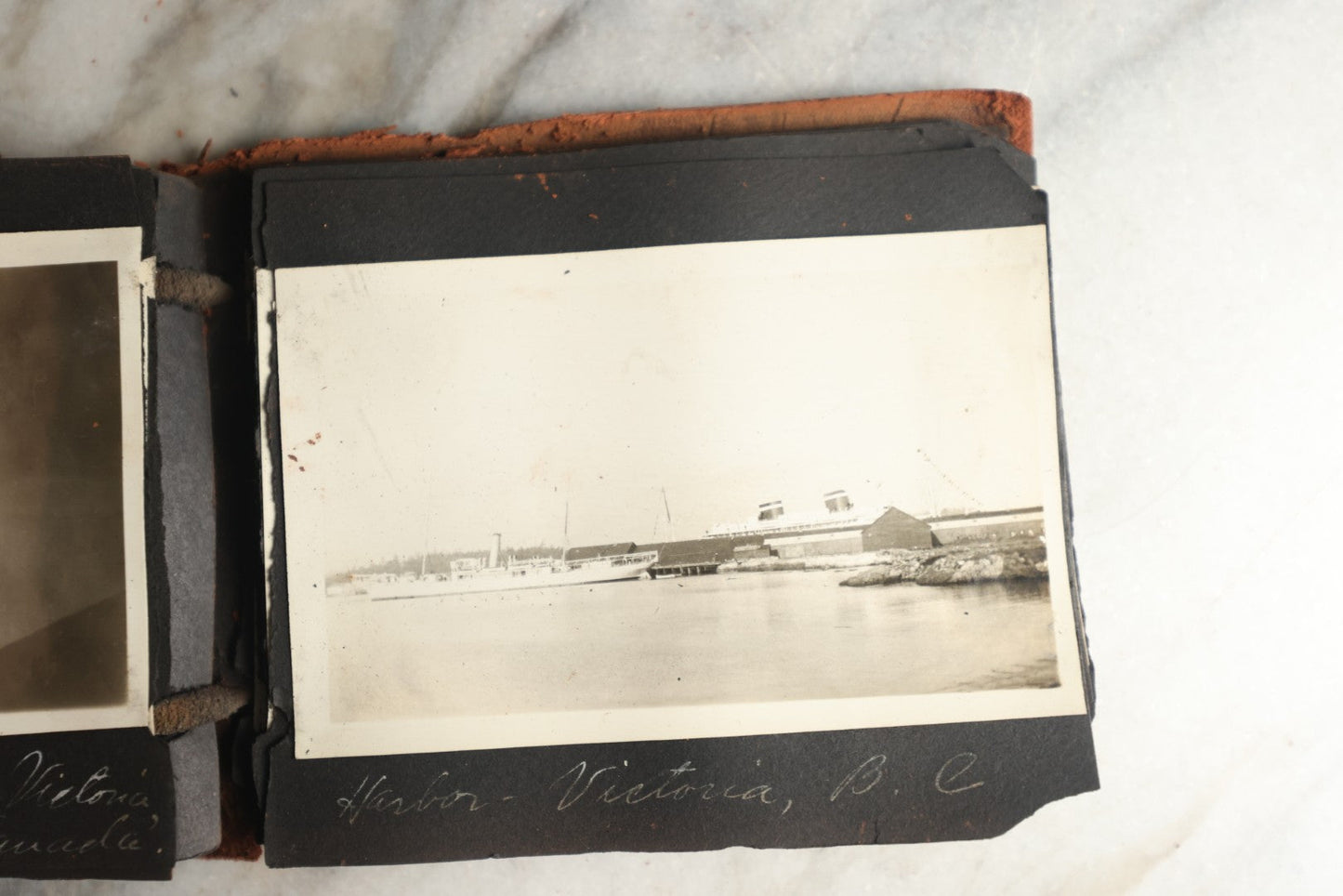 Lot 112 - Antique Snapshot Photo Album With Leather San Francisco Cover, Containing Approximately 50 Photographs With Captions, Mostly Of Travel, Including To Havana, Early Photos Of Panama Canal, Costa Rica, Coastal California, And More