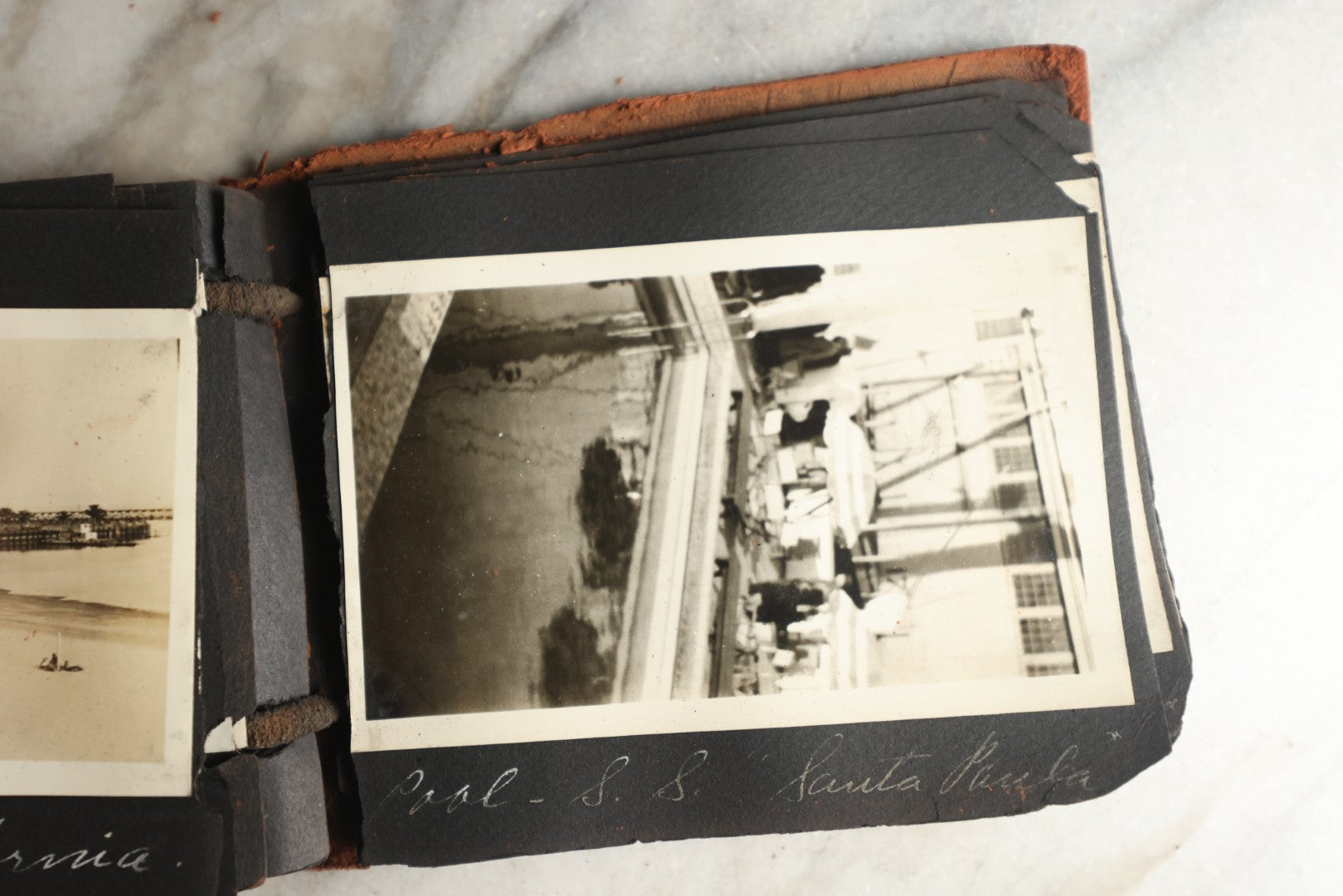 Lot 112 - Antique Snapshot Photo Album With Leather San Francisco Cover, Containing Approximately 50 Photographs With Captions, Mostly Of Travel, Including To Havana, Early Photos Of Panama Canal, Costa Rica, Coastal California, And More