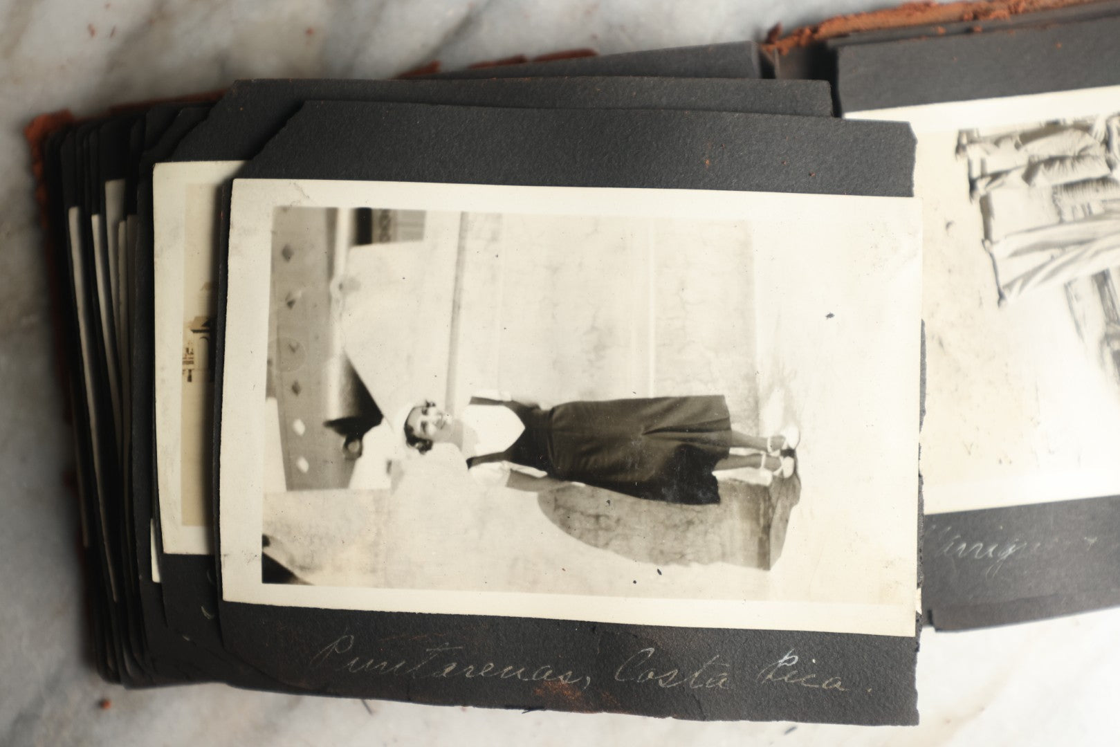 Lot 112 - Antique Snapshot Photo Album With Leather San Francisco Cover, Containing Approximately 50 Photographs With Captions, Mostly Of Travel, Including To Havana, Early Photos Of Panama Canal, Costa Rica, Coastal California, And More