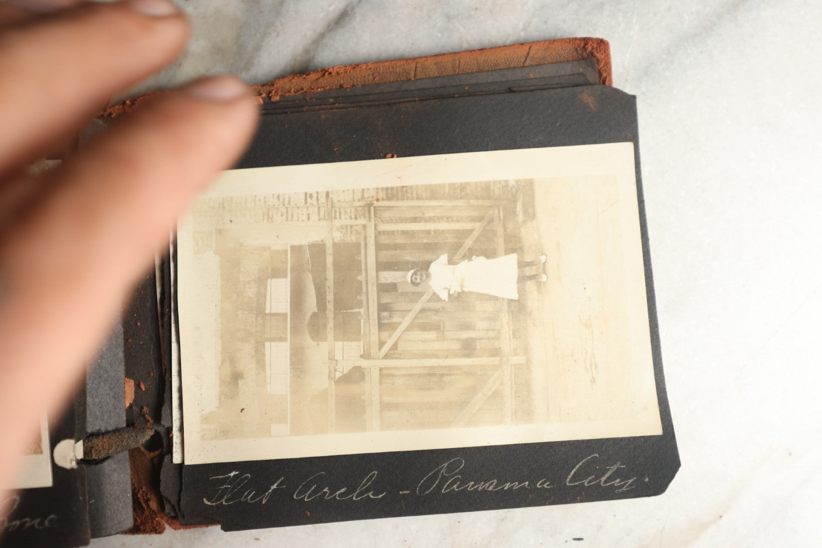 Lot 112 - Antique Snapshot Photo Album With Leather San Francisco Cover, Containing Approximately 50 Photographs With Captions, Mostly Of Travel, Including To Havana, Early Photos Of Panama Canal, Costa Rica, Coastal California, And More