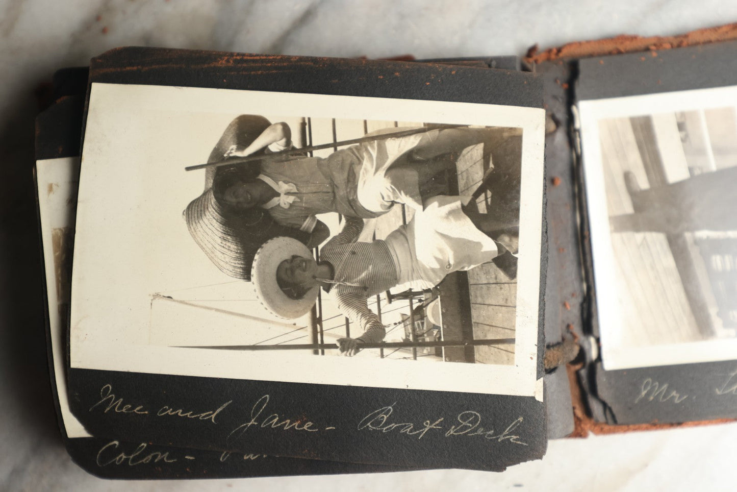 Lot 112 - Antique Snapshot Photo Album With Leather San Francisco Cover, Containing Approximately 50 Photographs With Captions, Mostly Of Travel, Including To Havana, Early Photos Of Panama Canal, Costa Rica, Coastal California, And More