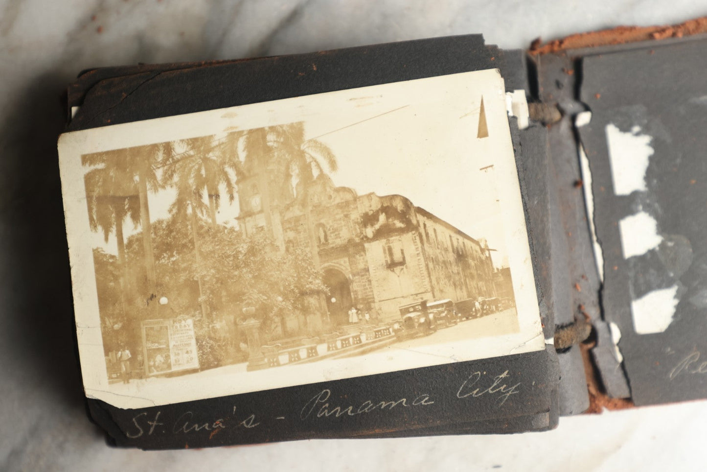 Lot 112 - Antique Snapshot Photo Album With Leather San Francisco Cover, Containing Approximately 50 Photographs With Captions, Mostly Of Travel, Including To Havana, Early Photos Of Panama Canal, Costa Rica, Coastal California, And More