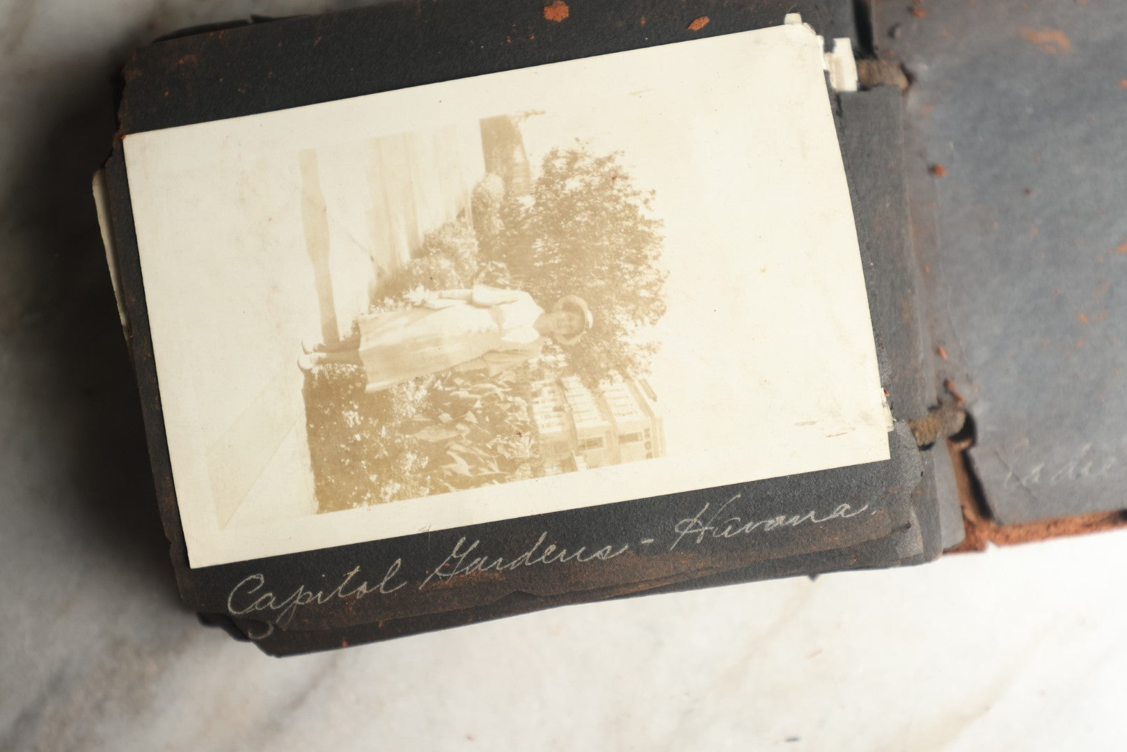 Lot 112 - Antique Snapshot Photo Album With Leather San Francisco Cover, Containing Approximately 50 Photographs With Captions, Mostly Of Travel, Including To Havana, Early Photos Of Panama Canal, Costa Rica, Coastal California, And More