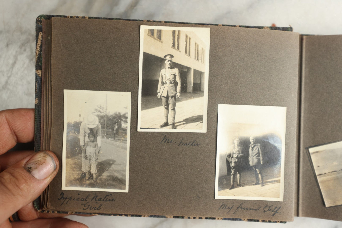 Lot 113 - Antique Snapshot Photo Album With Cloth Cover, Containing Approximately 75 Photographs With Captions, Mostly Of Travel, Including To Sea Travel, Locations In Asia, Sail Boats In Suez Canal, Singapore, Hong Kong, And More, Circa 1920s