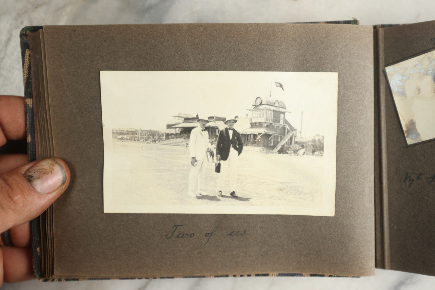 Lot 113 - Antique Snapshot Photo Album With Cloth Cover, Containing Approximately 75 Photographs With Captions, Mostly Of Travel, Including To Sea Travel, Locations In Asia, Sail Boats In Suez Canal, Singapore, Hong Kong, And More, Circa 1920s