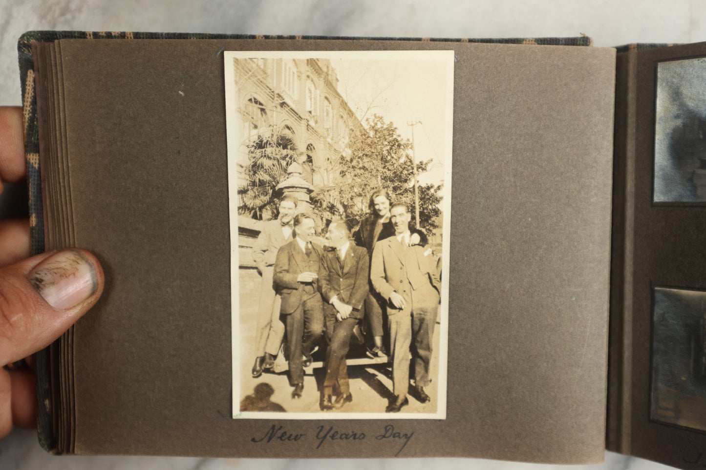Lot 113 - Antique Snapshot Photo Album With Cloth Cover, Containing Approximately 75 Photographs With Captions, Mostly Of Travel, Including To Sea Travel, Locations In Asia, Sail Boats In Suez Canal, Singapore, Hong Kong, And More, Circa 1920s