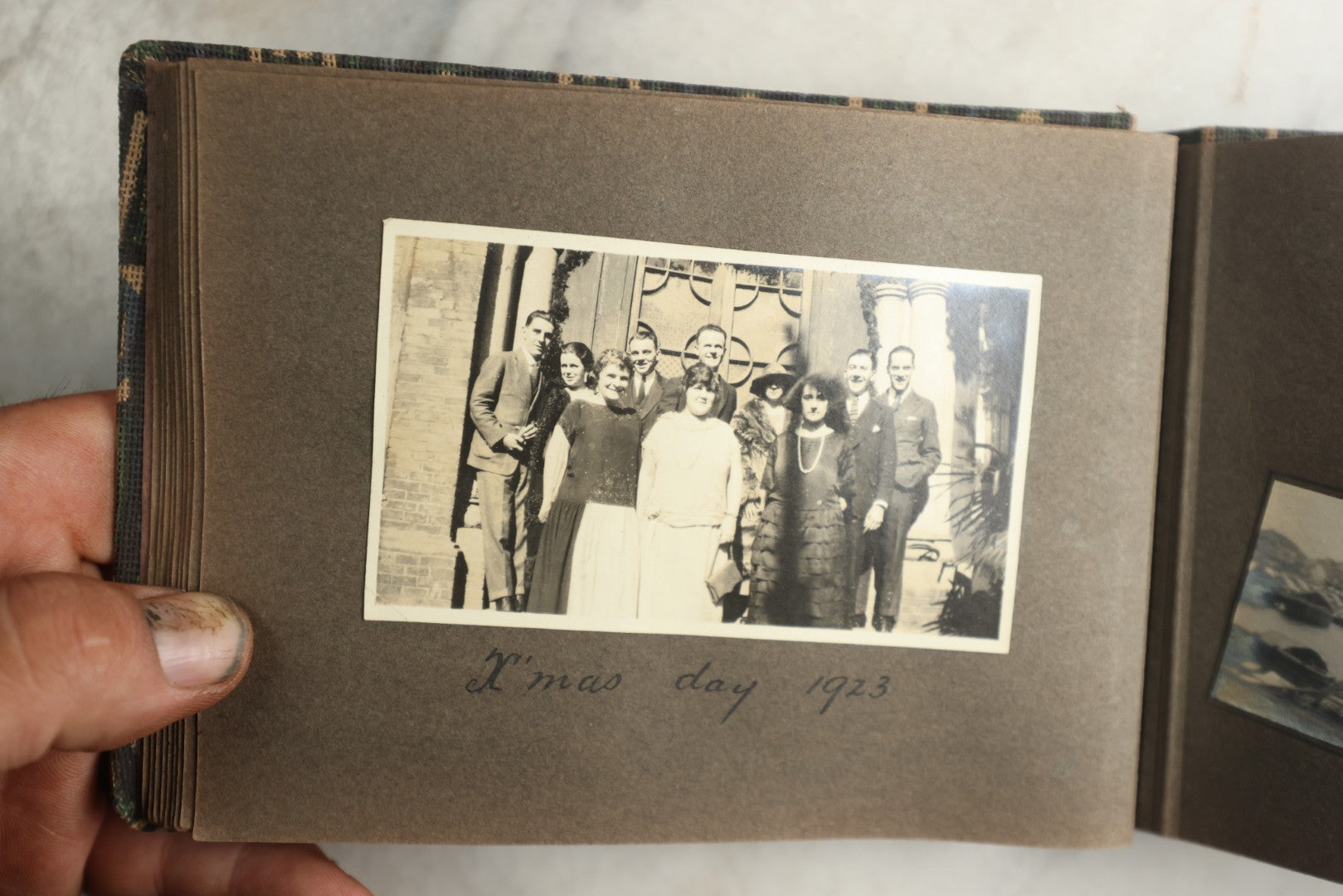 Lot 113 - Antique Snapshot Photo Album With Cloth Cover, Containing Approximately 75 Photographs With Captions, Mostly Of Travel, Including To Sea Travel, Locations In Asia, Sail Boats In Suez Canal, Singapore, Hong Kong, And More, Circa 1920s