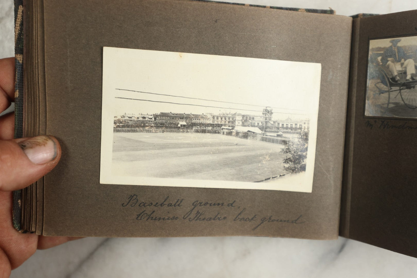 Lot 113 - Antique Snapshot Photo Album With Cloth Cover, Containing Approximately 75 Photographs With Captions, Mostly Of Travel, Including To Sea Travel, Locations In Asia, Sail Boats In Suez Canal, Singapore, Hong Kong, And More, Circa 1920s