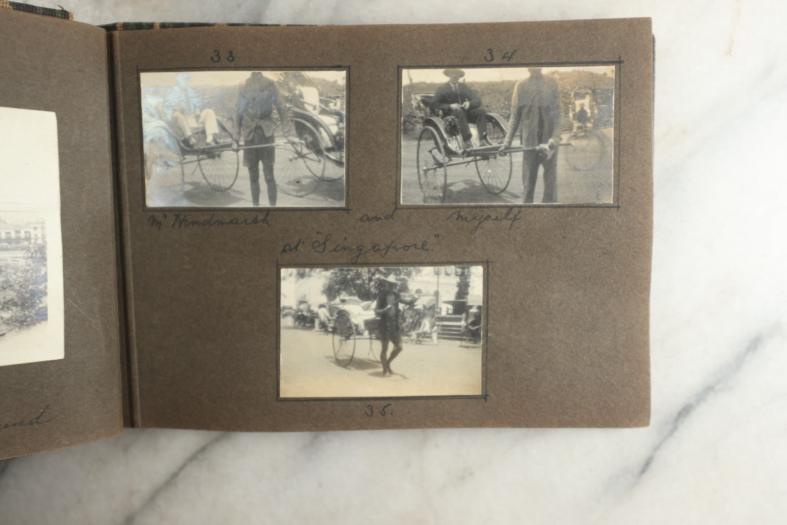 Lot 113 - Antique Snapshot Photo Album With Cloth Cover, Containing Approximately 75 Photographs With Captions, Mostly Of Travel, Including To Sea Travel, Locations In Asia, Sail Boats In Suez Canal, Singapore, Hong Kong, And More, Circa 1920s