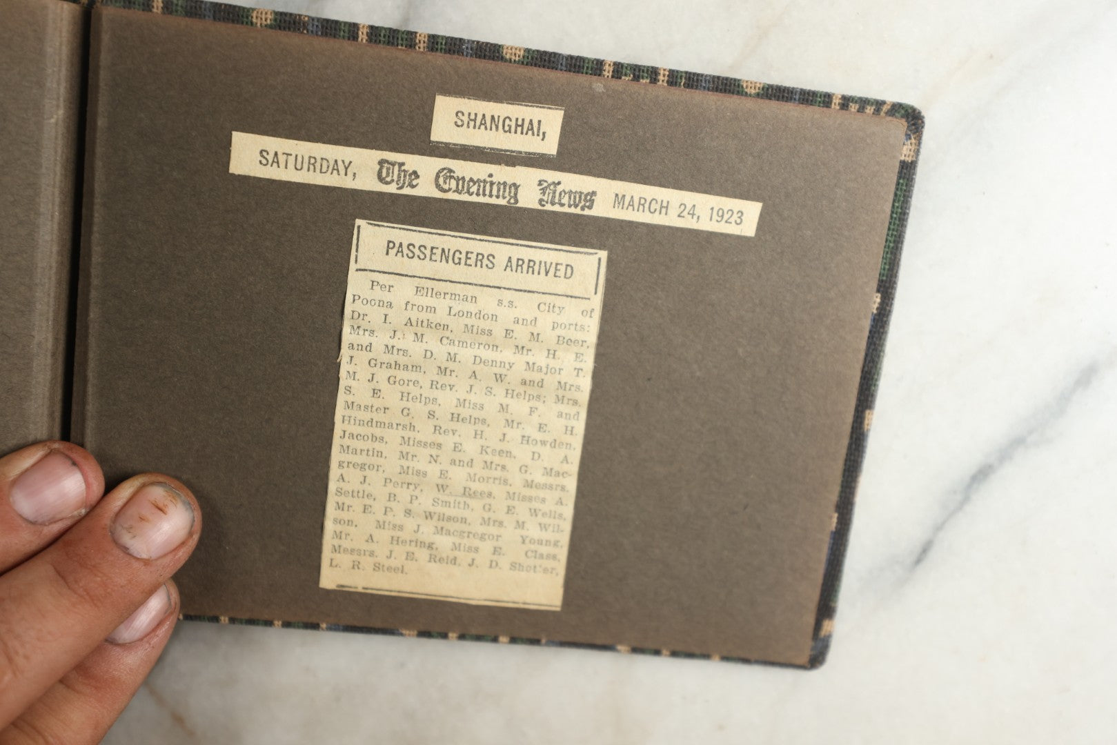 Lot 113 - Antique Snapshot Photo Album With Cloth Cover, Containing Approximately 75 Photographs With Captions, Mostly Of Travel, Including To Sea Travel, Locations In Asia, Sail Boats In Suez Canal, Singapore, Hong Kong, And More, Circa 1920s