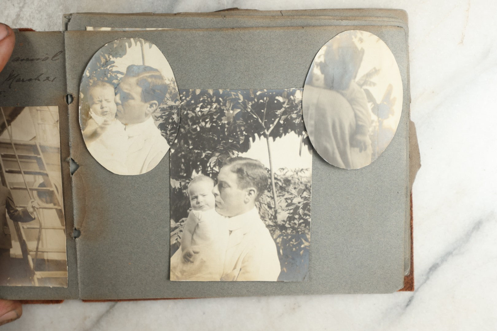 Lot 114 - Antique Snapshot Photo Album With Leather Southwestern Cover, Containing Approximately 50 Photographs With Captions, Mostly Of Travel, Including To Japan, Asia, Photo Of Ship Captain, And More, Circa 1905
