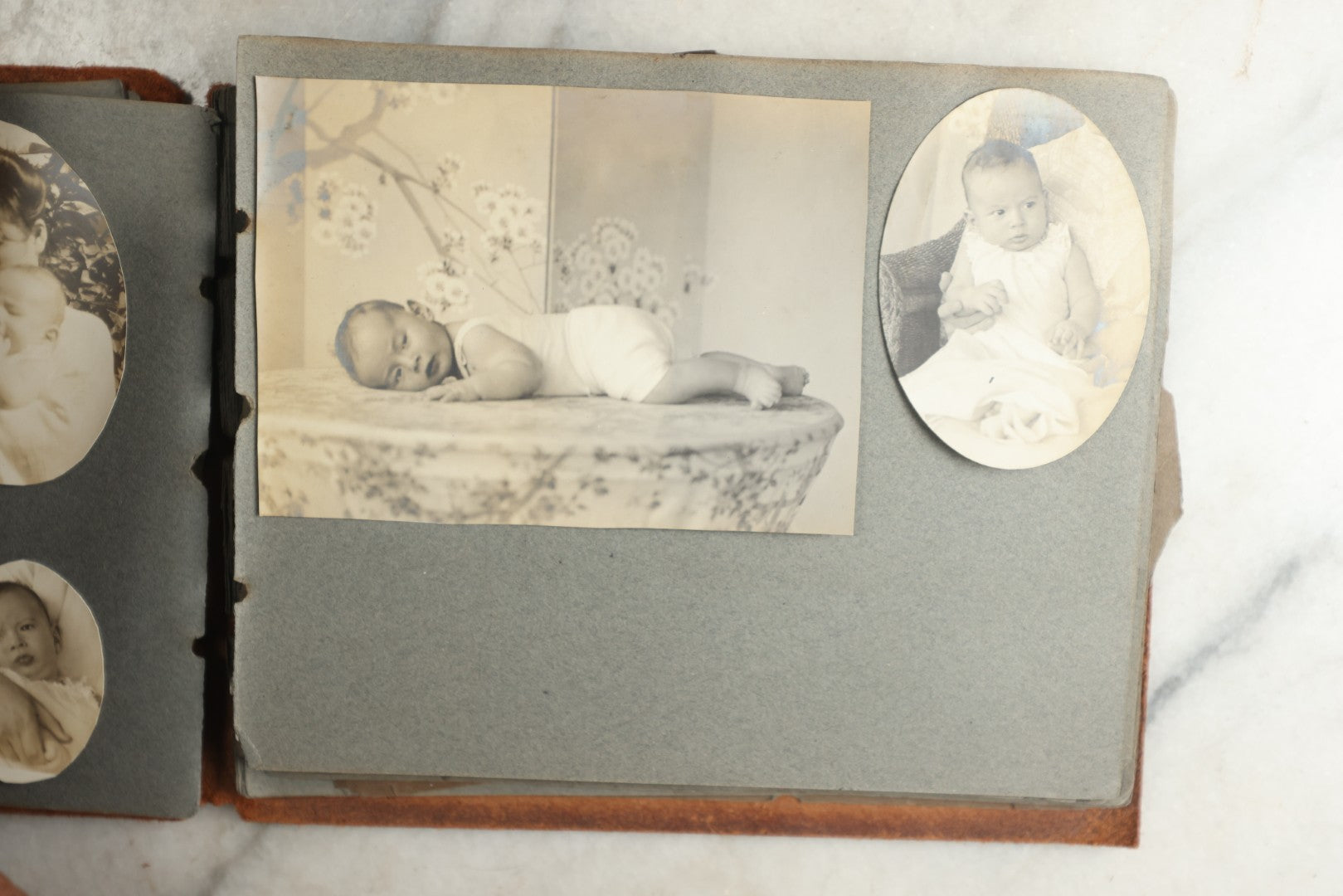 Lot 114 - Antique Snapshot Photo Album With Leather Southwestern Cover, Containing Approximately 50 Photographs With Captions, Mostly Of Travel, Including To Japan, Asia, Photo Of Ship Captain, And More, Circa 1905