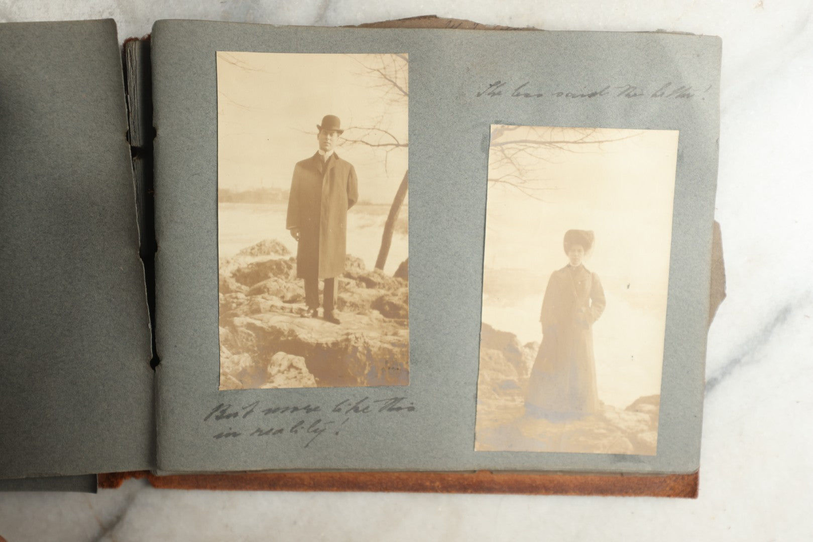 Lot 114 - Antique Snapshot Photo Album With Leather Southwestern Cover, Containing Approximately 50 Photographs With Captions, Mostly Of Travel, Including To Japan, Asia, Photo Of Ship Captain, And More, Circa 1905