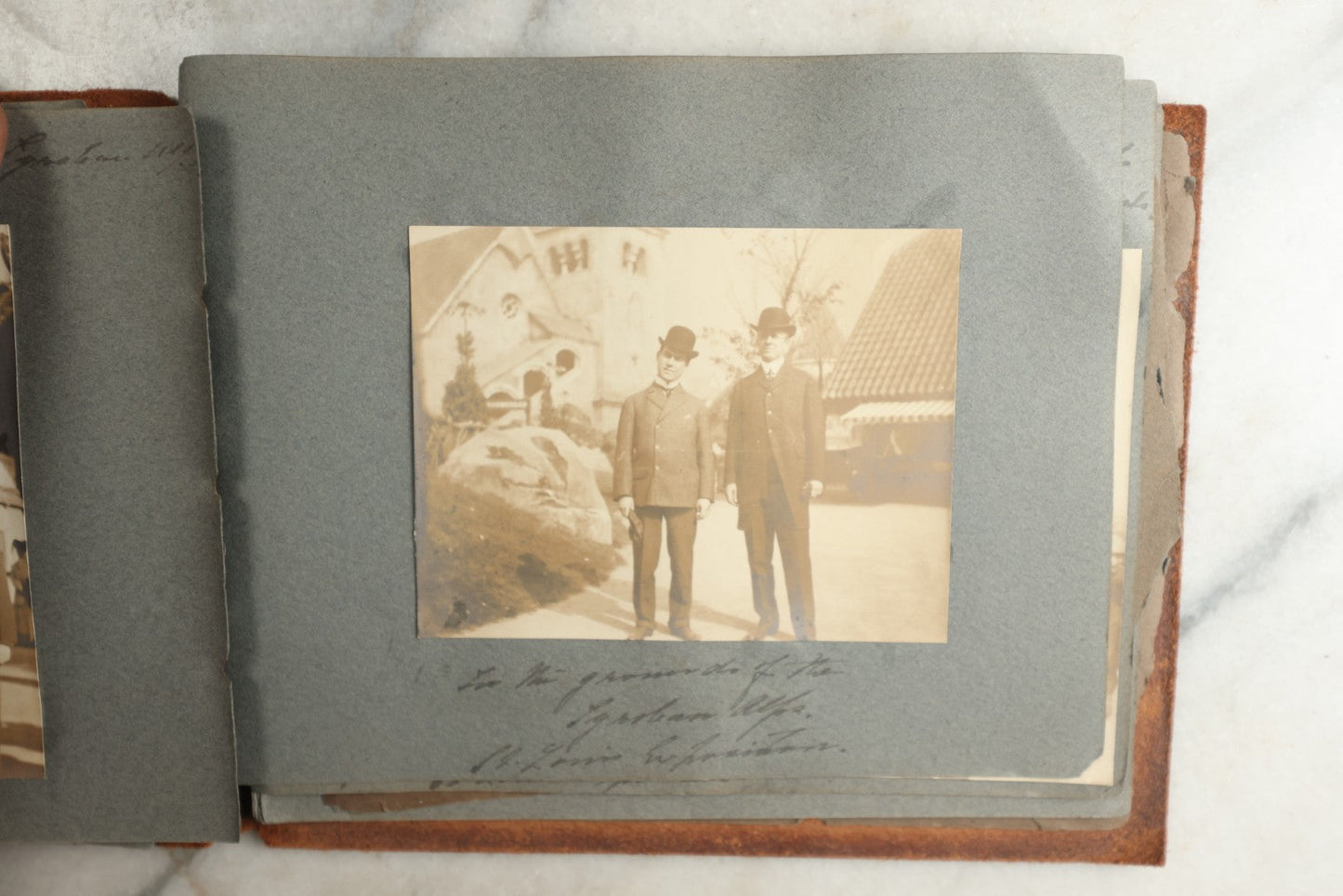 Lot 114 - Antique Snapshot Photo Album With Leather Southwestern Cover, Containing Approximately 50 Photographs With Captions, Mostly Of Travel, Including To Japan, Asia, Photo Of Ship Captain, And More, Circa 1905
