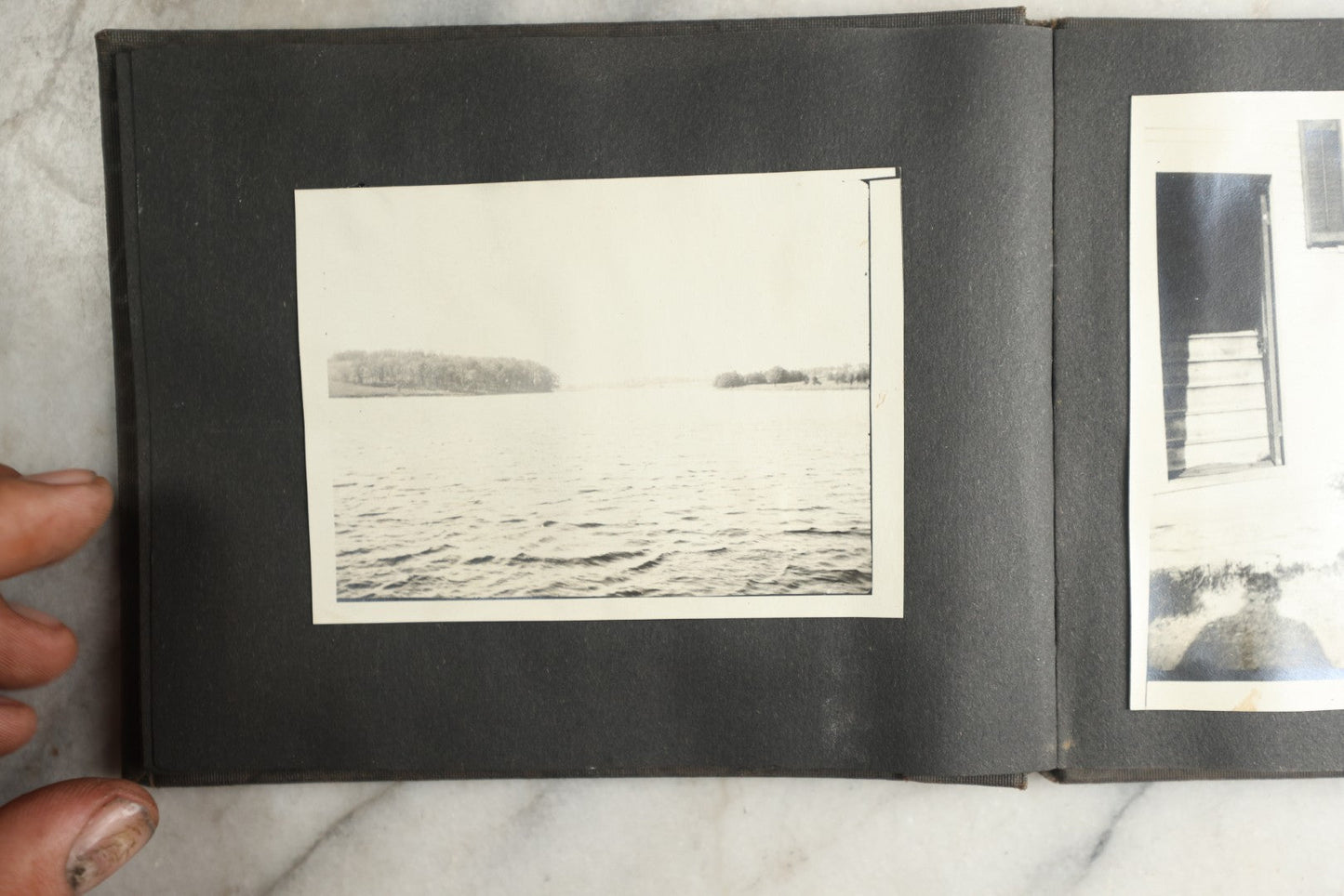 Lot 115 - Antique Snapshot Photo Album With Leather Containing Approximately 75 Photographs With Captions, Mostly Around New Hampshire, White Mountains, Whitehouse Beach, Photos Of People In Early Swimwear, Camping, Lighthouse, And More, Circa 1925