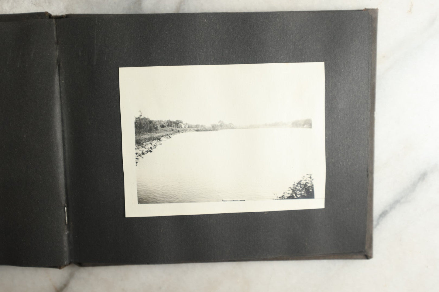 Lot 115 - Antique Snapshot Photo Album With Leather Containing Approximately 75 Photographs With Captions, Mostly Around New Hampshire, White Mountains, Whitehouse Beach, Photos Of People In Early Swimwear, Camping, Lighthouse, And More, Circa 1925