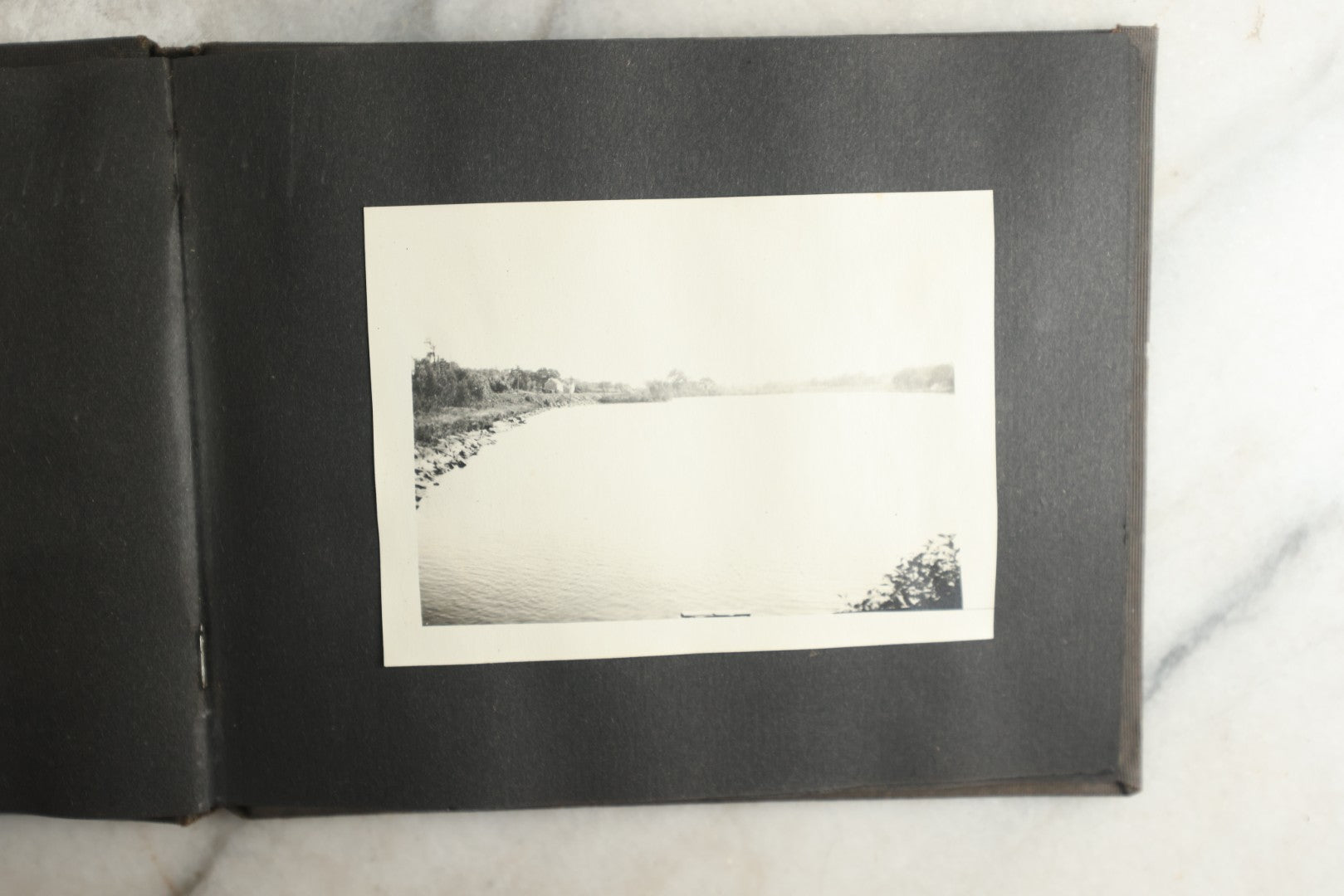Lot 115 - Antique Snapshot Photo Album With Leather Containing Approximately 75 Photographs With Captions, Mostly Around New Hampshire, White Mountains, Whitehouse Beach, Photos Of People In Early Swimwear, Camping, Lighthouse, And More, Circa 1925