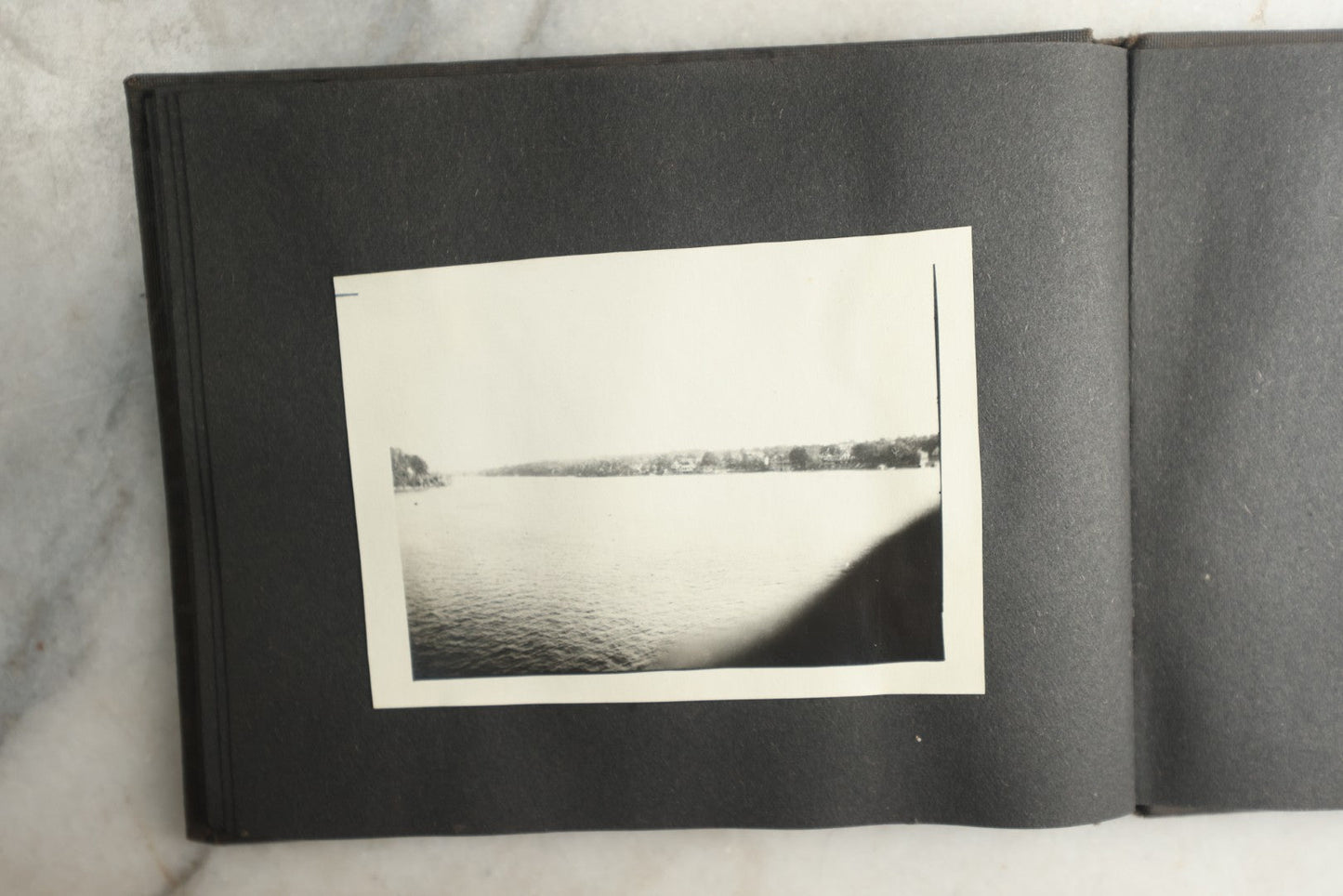 Lot 115 - Antique Snapshot Photo Album With Leather Containing Approximately 75 Photographs With Captions, Mostly Around New Hampshire, White Mountains, Whitehouse Beach, Photos Of People In Early Swimwear, Camping, Lighthouse, And More, Circa 1925
