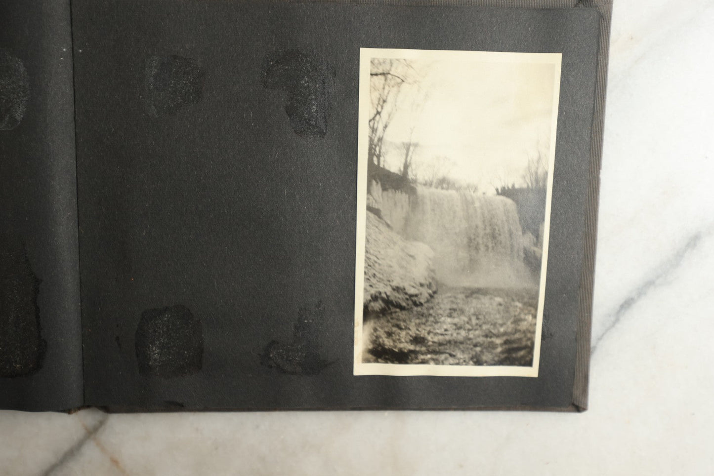 Lot 115 - Antique Snapshot Photo Album With Leather Containing Approximately 75 Photographs With Captions, Mostly Around New Hampshire, White Mountains, Whitehouse Beach, Photos Of People In Early Swimwear, Camping, Lighthouse, And More, Circa 1925