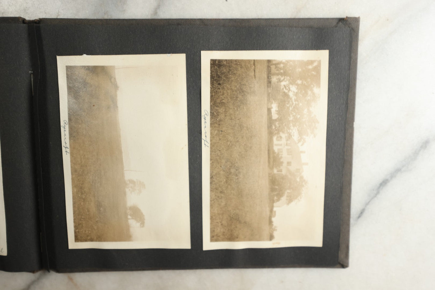 Lot 115 - Antique Snapshot Photo Album With Leather Containing Approximately 75 Photographs With Captions, Mostly Around New Hampshire, White Mountains, Whitehouse Beach, Photos Of People In Early Swimwear, Camping, Lighthouse, And More, Circa 1925