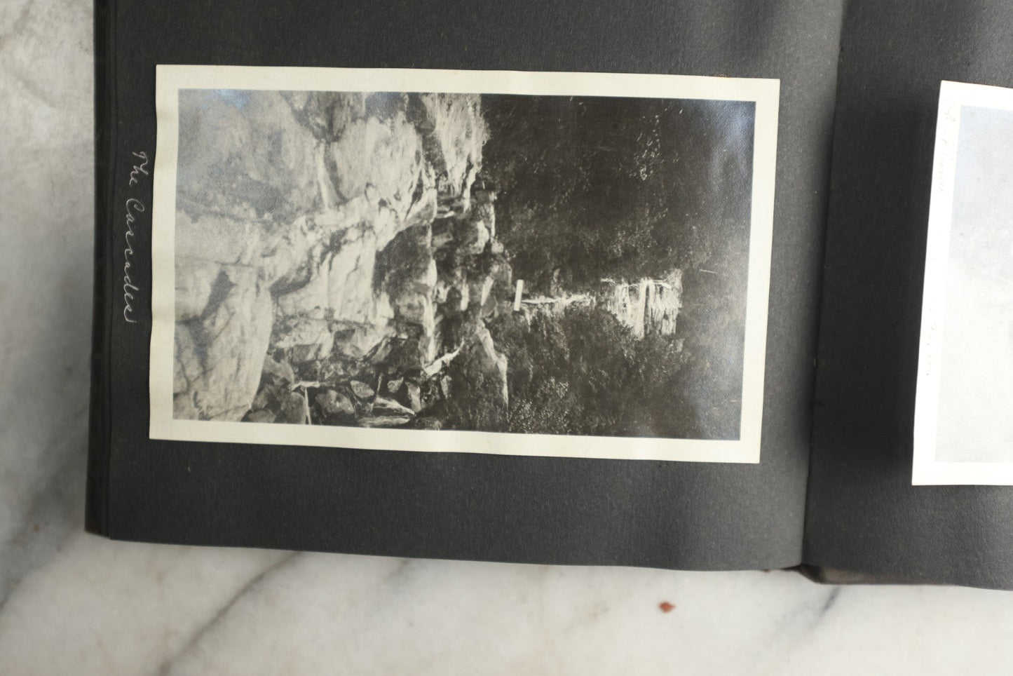Lot 115 - Antique Snapshot Photo Album With Leather Containing Approximately 75 Photographs With Captions, Mostly Around New Hampshire, White Mountains, Whitehouse Beach, Photos Of People In Early Swimwear, Camping, Lighthouse, And More, Circa 1925