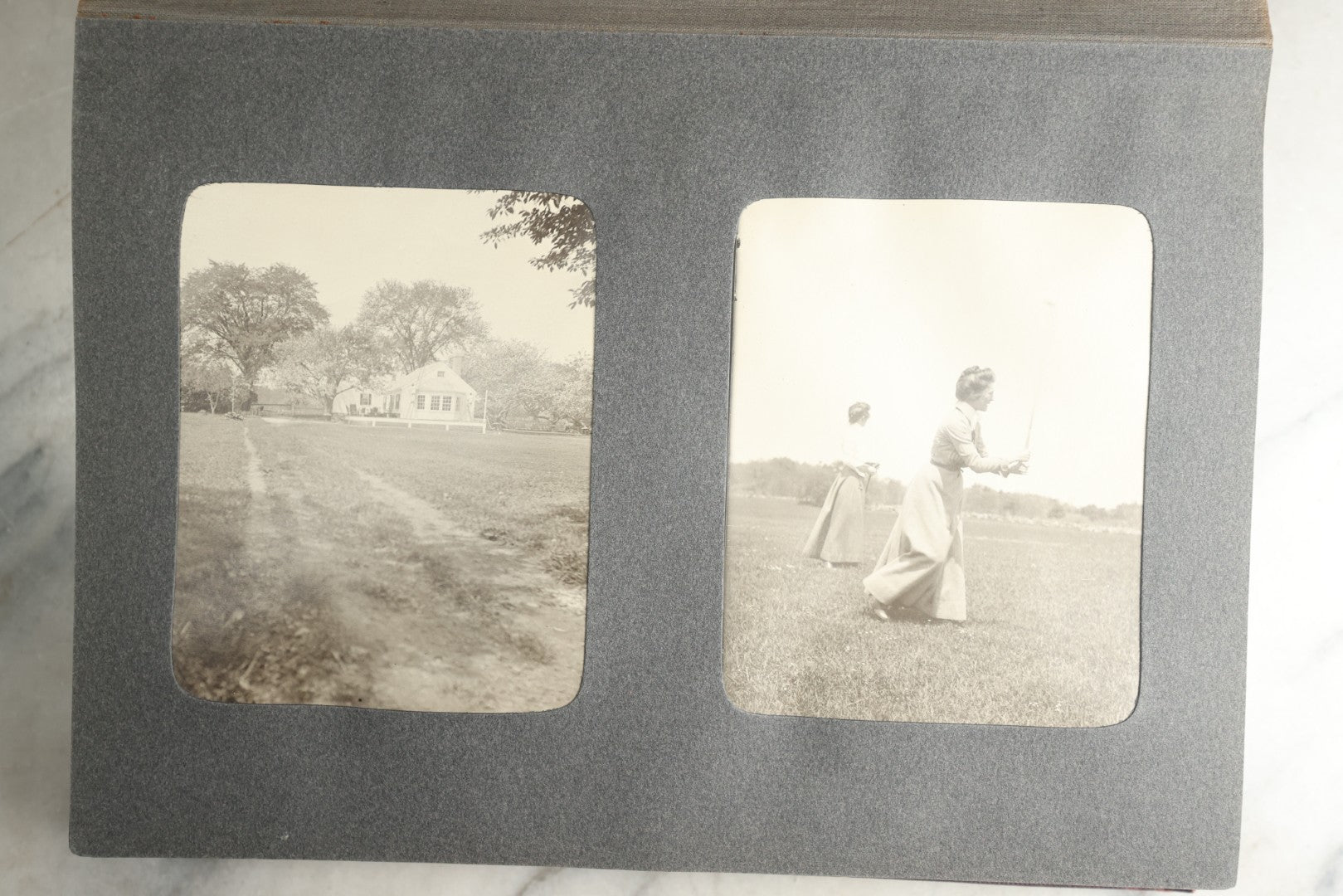 Lot 116 - Antique Snapshot Photo Album, Containing Approximately 100 Photographs, Including Ladies Golfing, Leisure Time Outdoors, Wedding Photos, Ice Skating And Hockey, Dogs, And More, Circa 1905