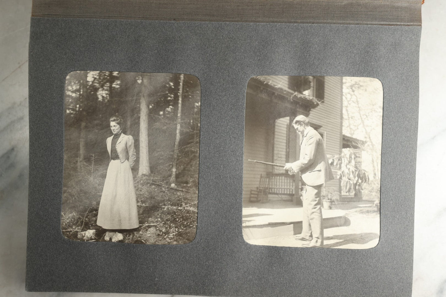 Lot 116 - Antique Snapshot Photo Album, Containing Approximately 100 Photographs, Including Ladies Golfing, Leisure Time Outdoors, Wedding Photos, Ice Skating And Hockey, Dogs, And More, Circa 1905