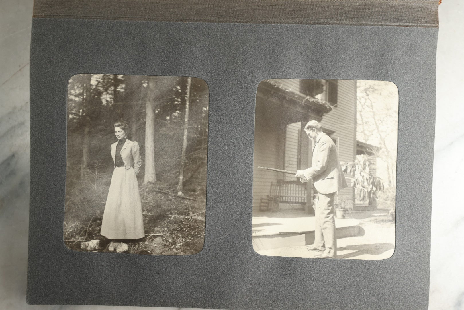 Lot 116 - Antique Snapshot Photo Album, Containing Approximately 100 Photographs, Including Ladies Golfing, Leisure Time Outdoors, Wedding Photos, Ice Skating And Hockey, Dogs, And More, Circa 1905