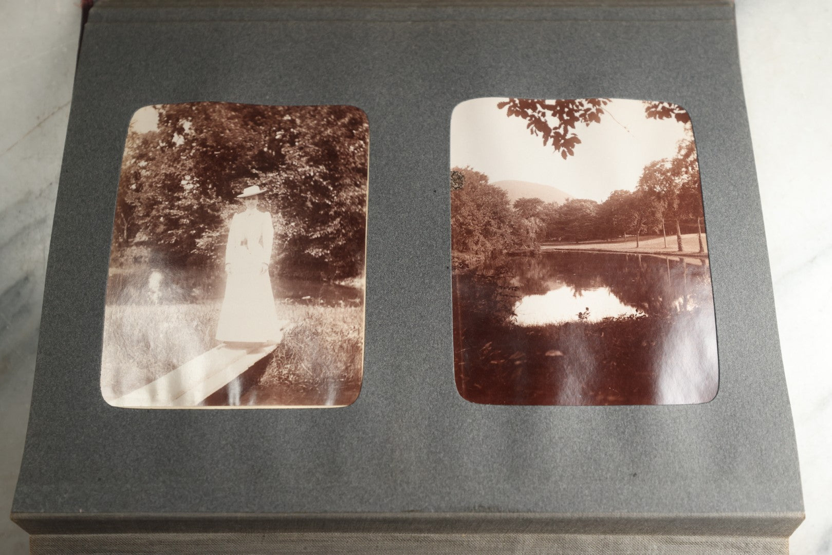 Lot 116 - Antique Snapshot Photo Album, Containing Approximately 100 Photographs, Including Ladies Golfing, Leisure Time Outdoors, Wedding Photos, Ice Skating And Hockey, Dogs, And More, Circa 1905