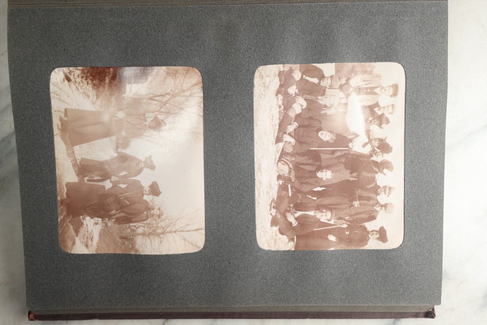 Lot 116 - Antique Snapshot Photo Album, Containing Approximately 100 Photographs, Including Ladies Golfing, Leisure Time Outdoors, Wedding Photos, Ice Skating And Hockey, Dogs, And More, Circa 1905