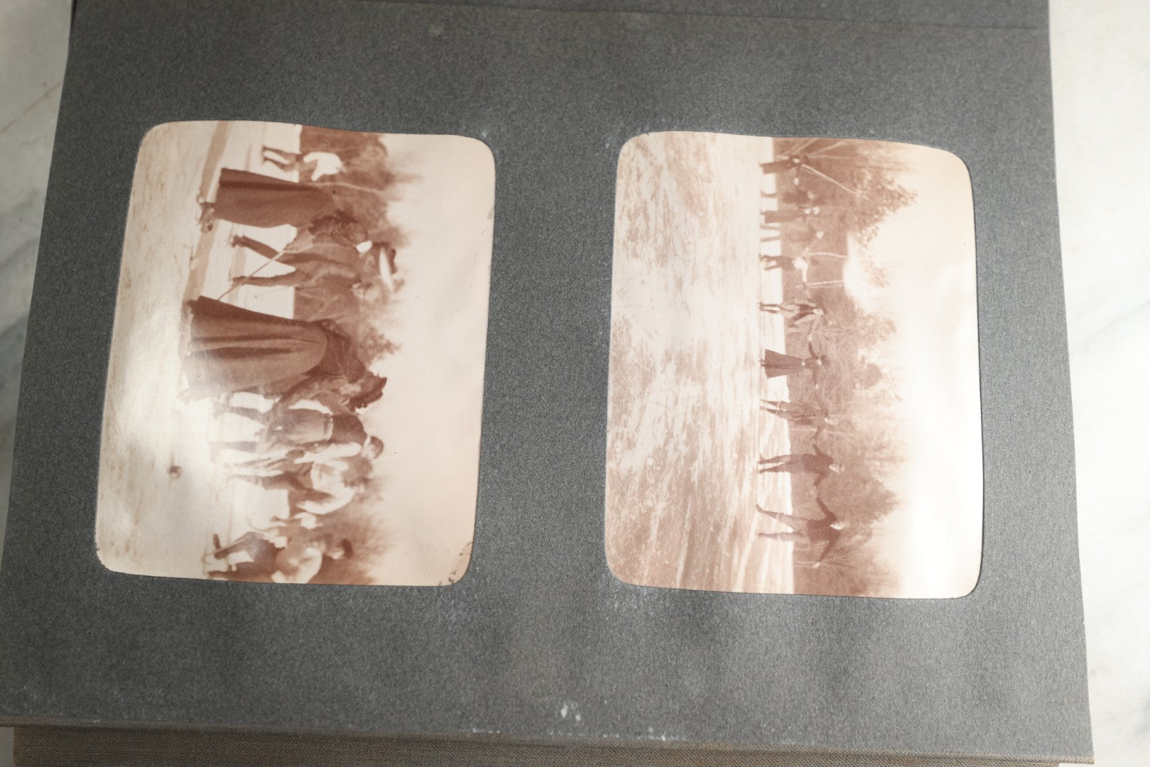 Lot 116 - Antique Snapshot Photo Album, Containing Approximately 100 Photographs, Including Ladies Golfing, Leisure Time Outdoors, Wedding Photos, Ice Skating And Hockey, Dogs, And More, Circa 1905