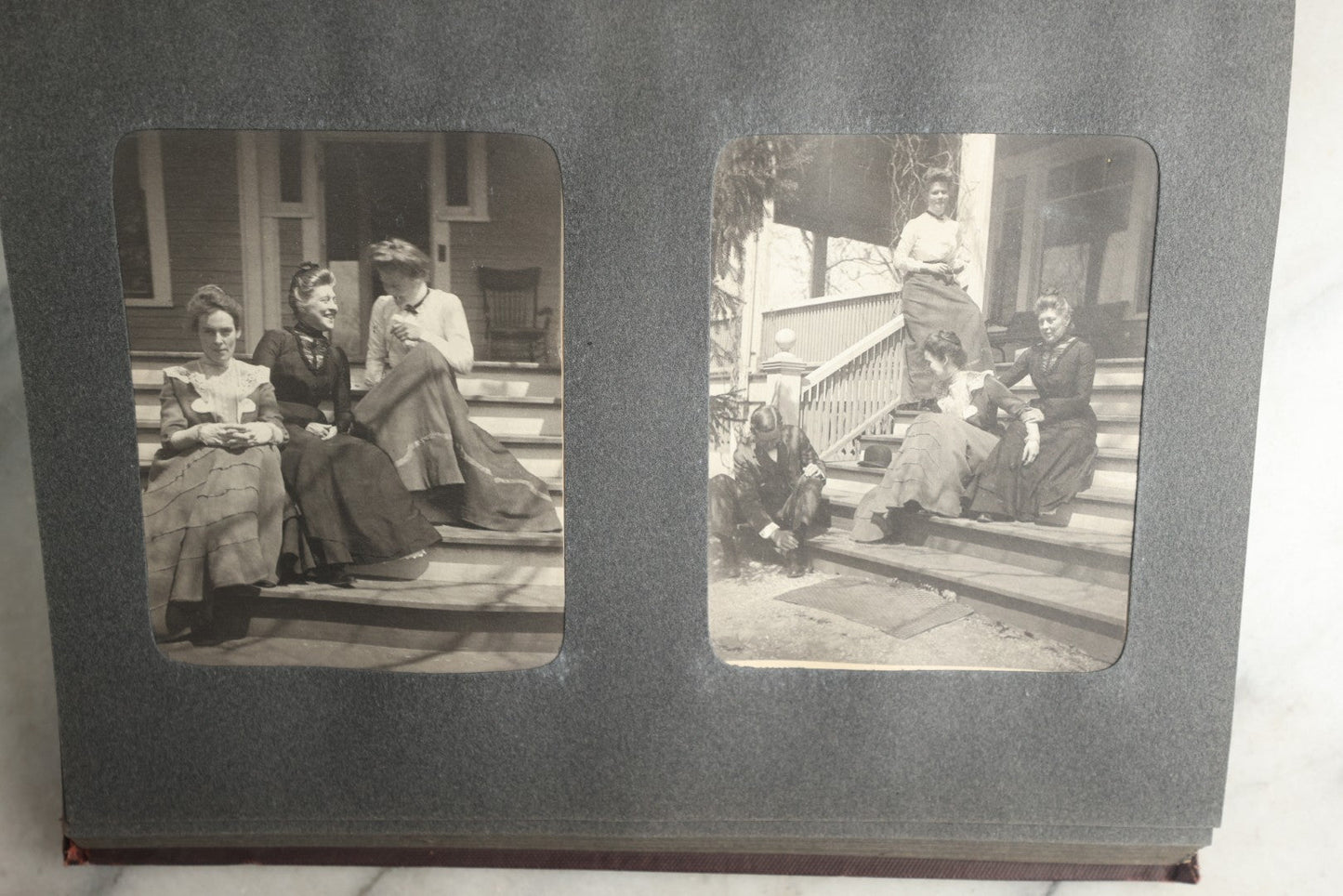 Lot 116 - Antique Snapshot Photo Album, Containing Approximately 100 Photographs, Including Ladies Golfing, Leisure Time Outdoors, Wedding Photos, Ice Skating And Hockey, Dogs, And More, Circa 1905