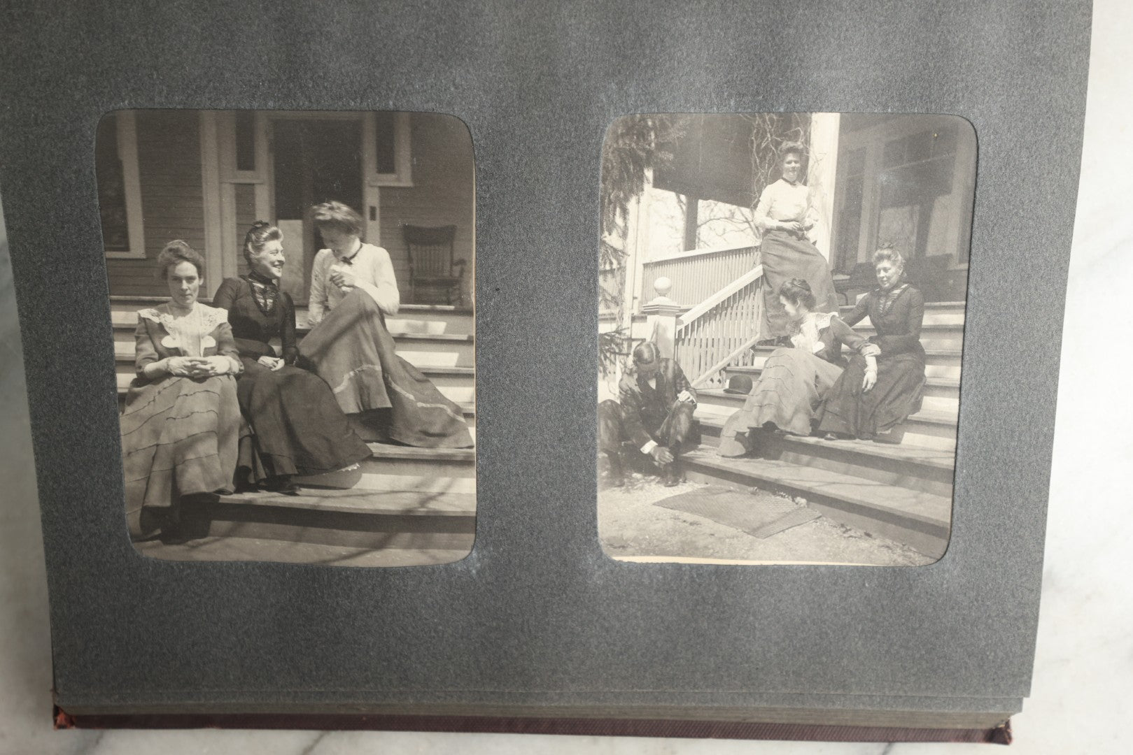 Lot 116 - Antique Snapshot Photo Album, Containing Approximately 100 Photographs, Including Ladies Golfing, Leisure Time Outdoors, Wedding Photos, Ice Skating And Hockey, Dogs, And More, Circa 1905