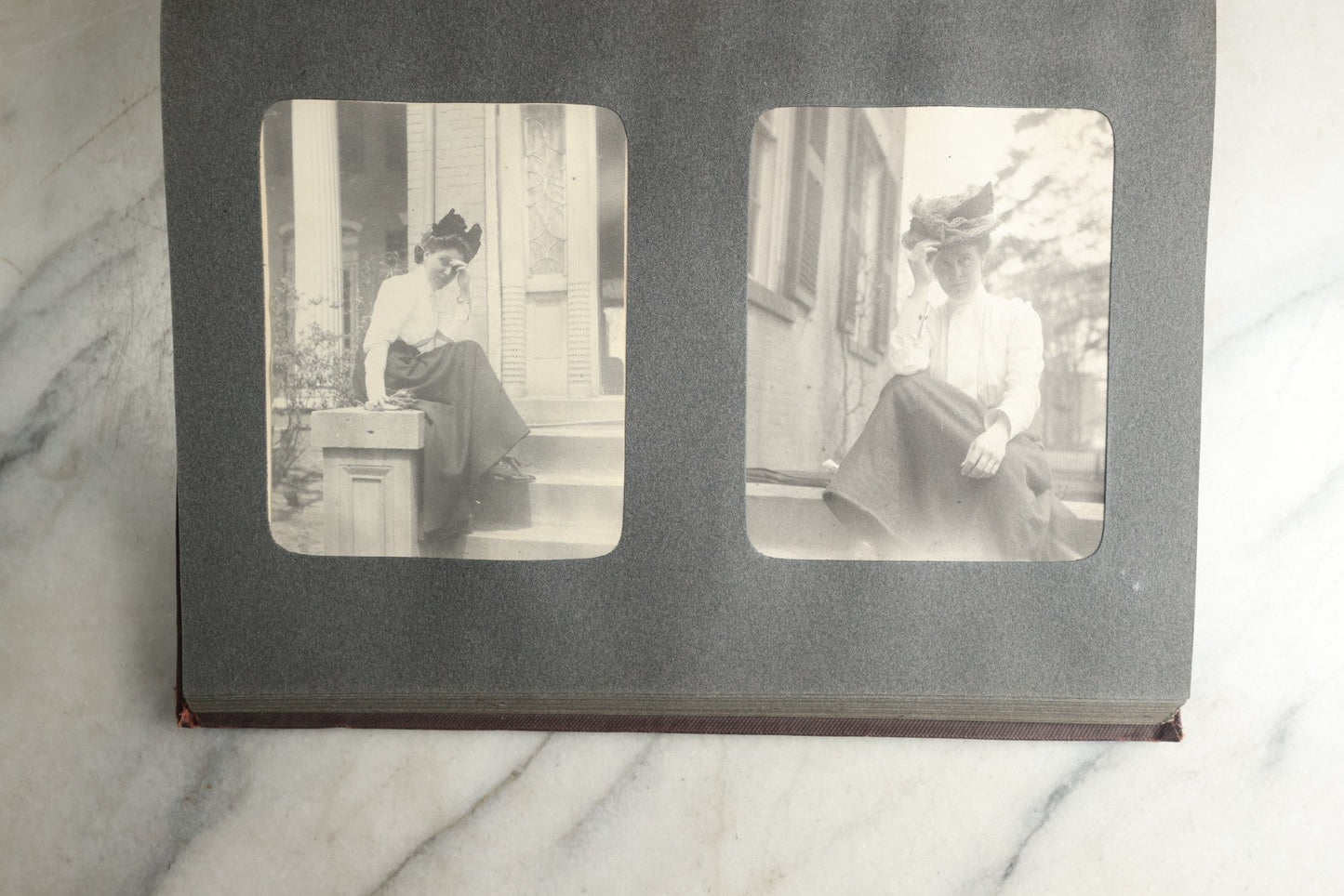 Lot 116 - Antique Snapshot Photo Album, Containing Approximately 100 Photographs, Including Ladies Golfing, Leisure Time Outdoors, Wedding Photos, Ice Skating And Hockey, Dogs, And More, Circa 1905