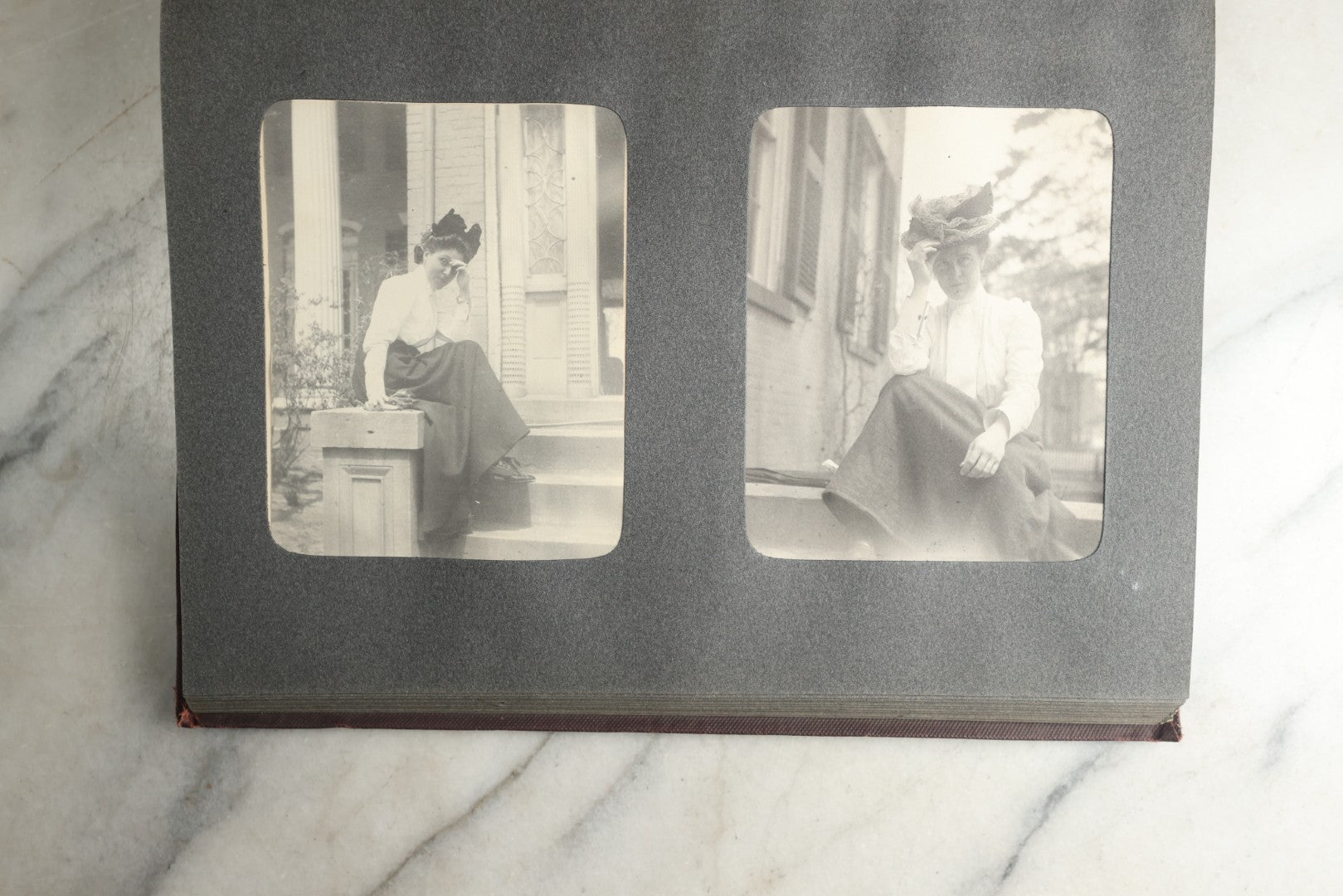 Lot 116 - Antique Snapshot Photo Album, Containing Approximately 100 Photographs, Including Ladies Golfing, Leisure Time Outdoors, Wedding Photos, Ice Skating And Hockey, Dogs, And More, Circa 1905
