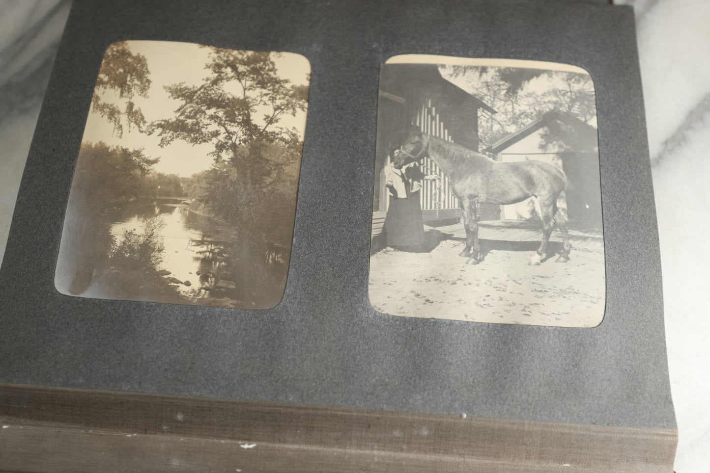 Lot 116 - Antique Snapshot Photo Album, Containing Approximately 100 Photographs, Including Ladies Golfing, Leisure Time Outdoors, Wedding Photos, Ice Skating And Hockey, Dogs, And More, Circa 1905