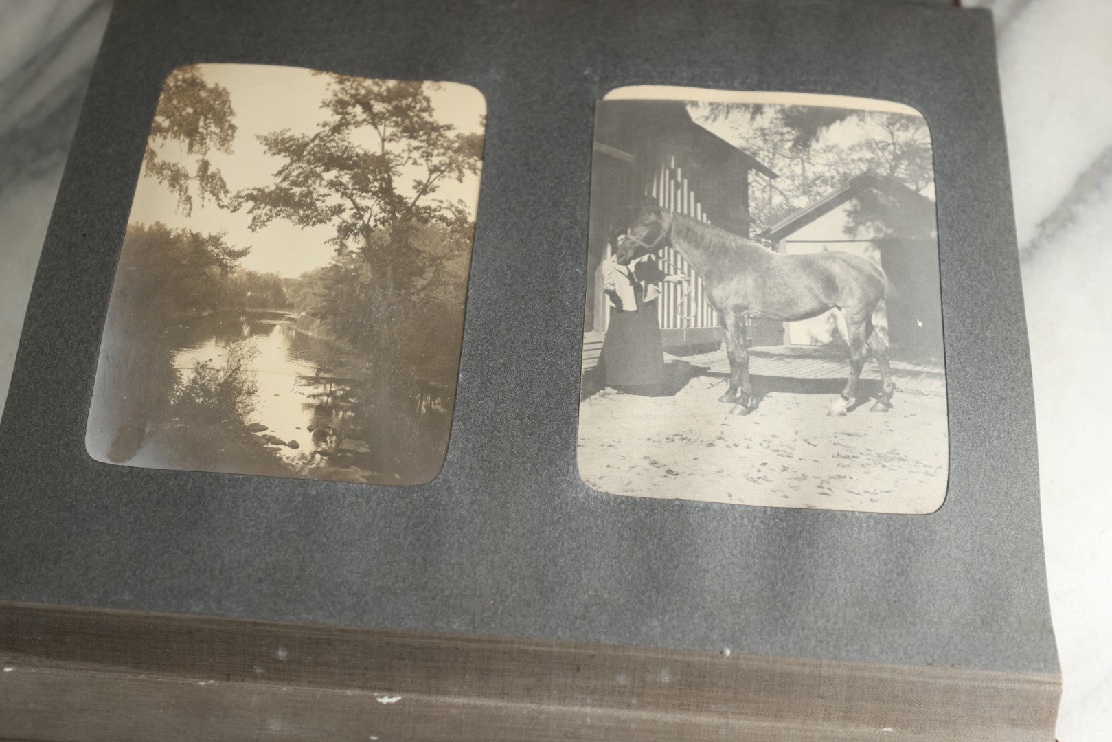 Lot 116 - Antique Snapshot Photo Album, Containing Approximately 100 Photographs, Including Ladies Golfing, Leisure Time Outdoors, Wedding Photos, Ice Skating And Hockey, Dogs, And More, Circa 1905